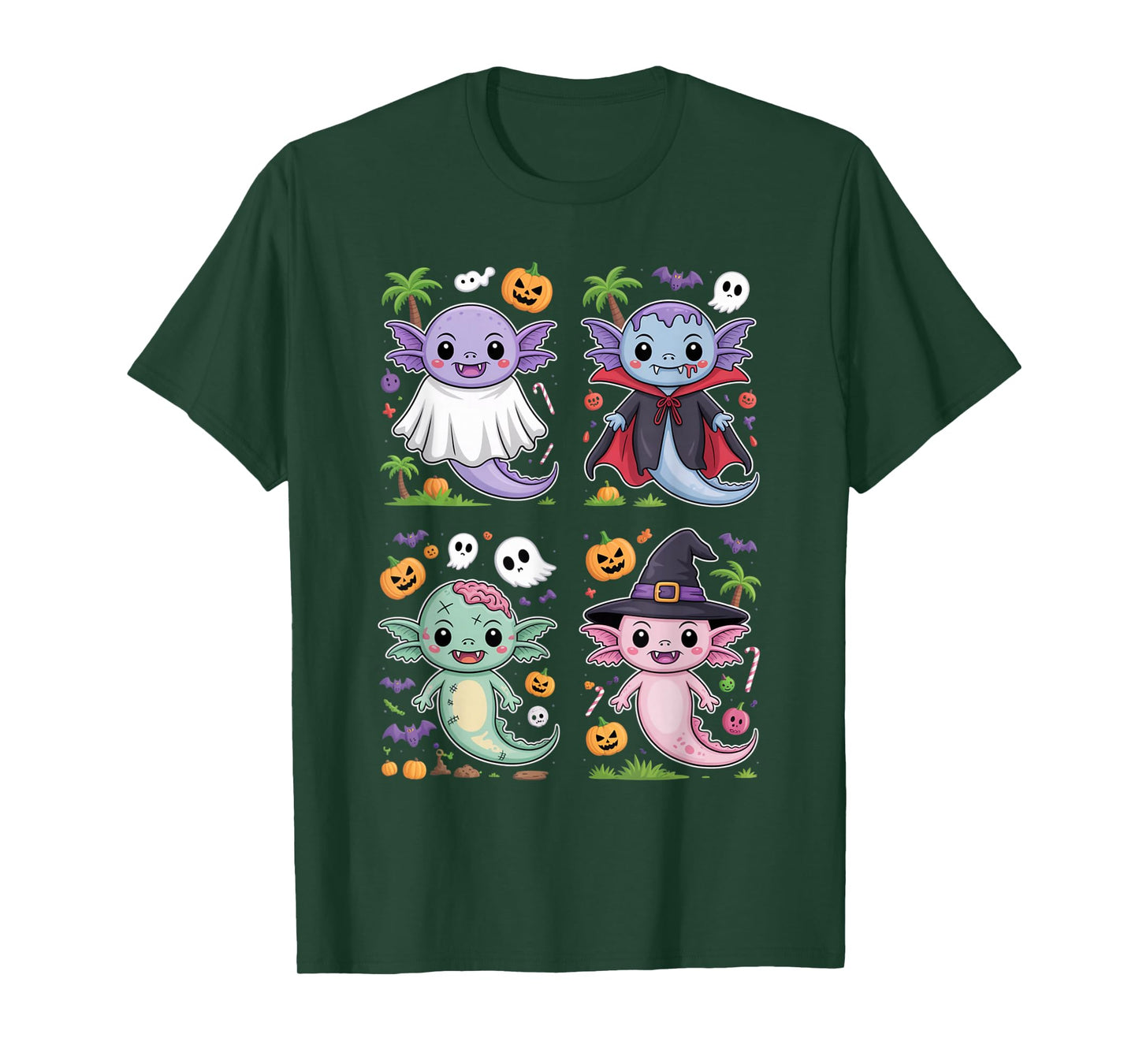 Spooky Axolotl Squad Cute Halloween Costume Party tee T-Shirt