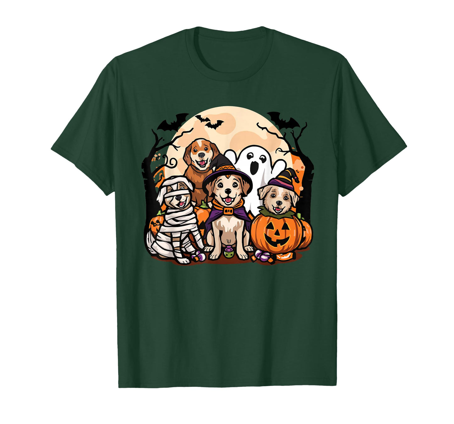 Cute Mummy Witch Ghost Halloween Dog Costume Men Women Kids T-Shirt