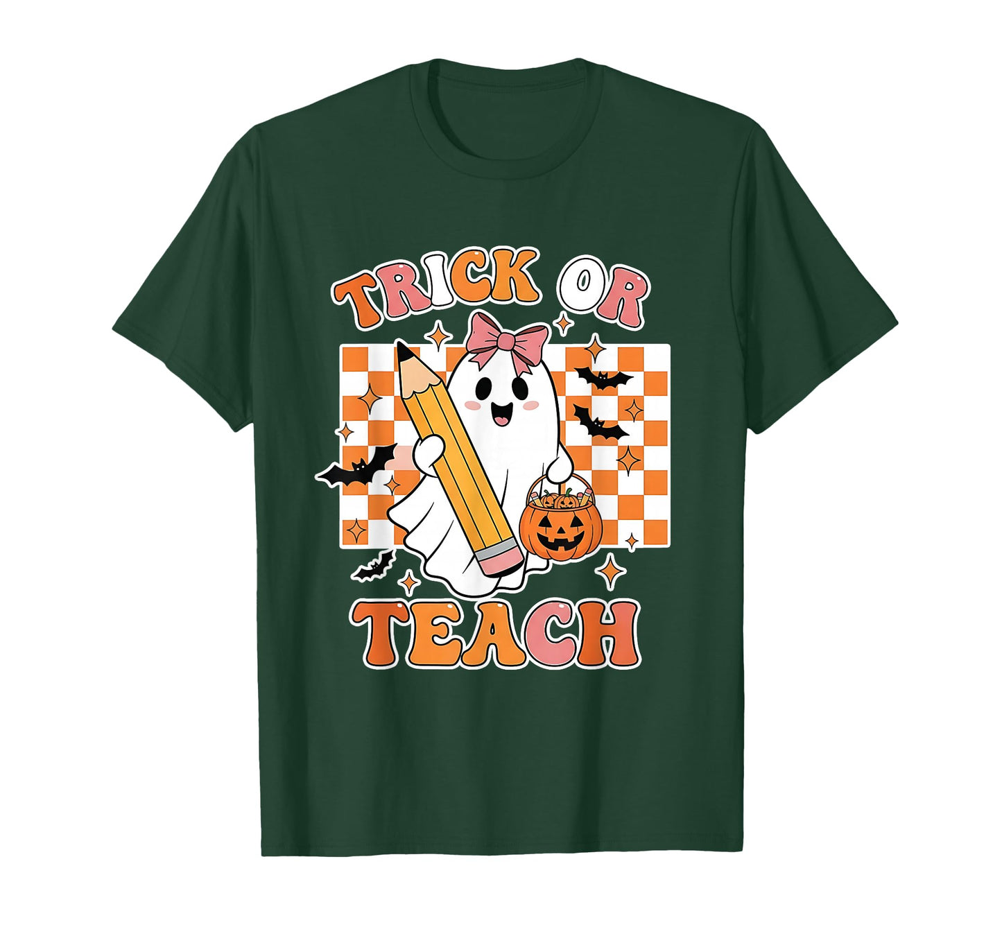 Vintage Teacher Shirt Women Funny Trick Or Teach Halloween T-Shirt
