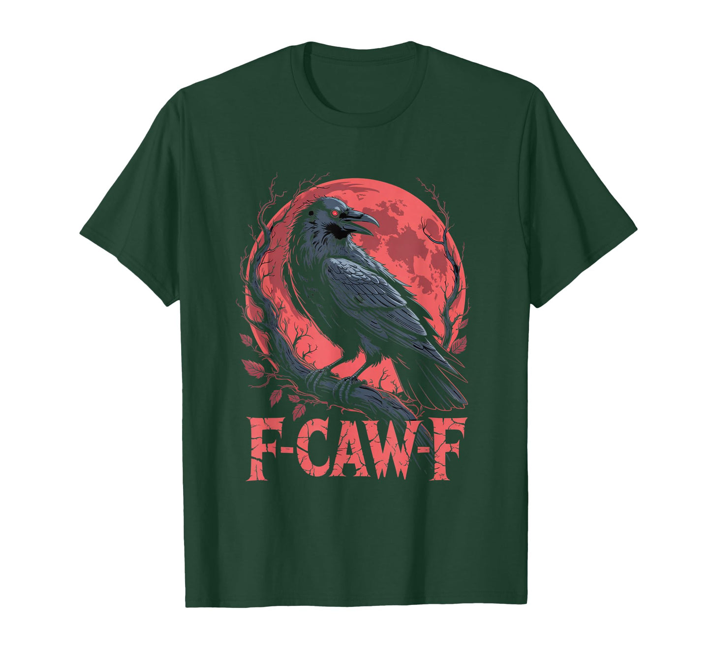 F-Caw-F Crow Funny Gothic Moon Black Bird Halloween T-Shirt