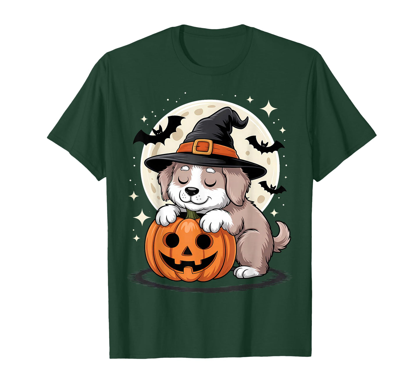Halloween Dog Witch Hat Pumpkin Spooky T-Shirt