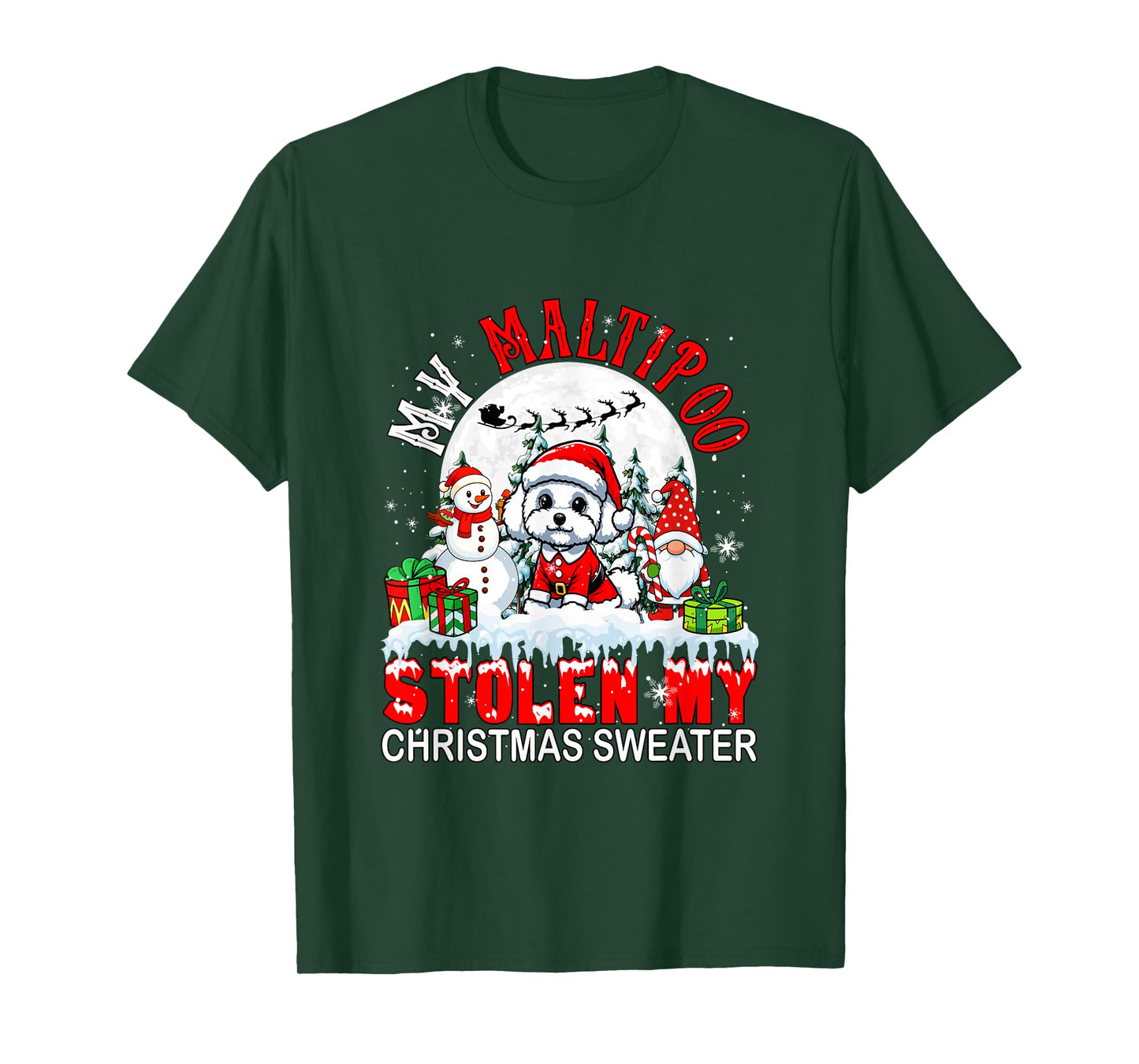 My Maltipoo Stolen My Christmas Sweater Santa Dog Owner T-Shirt