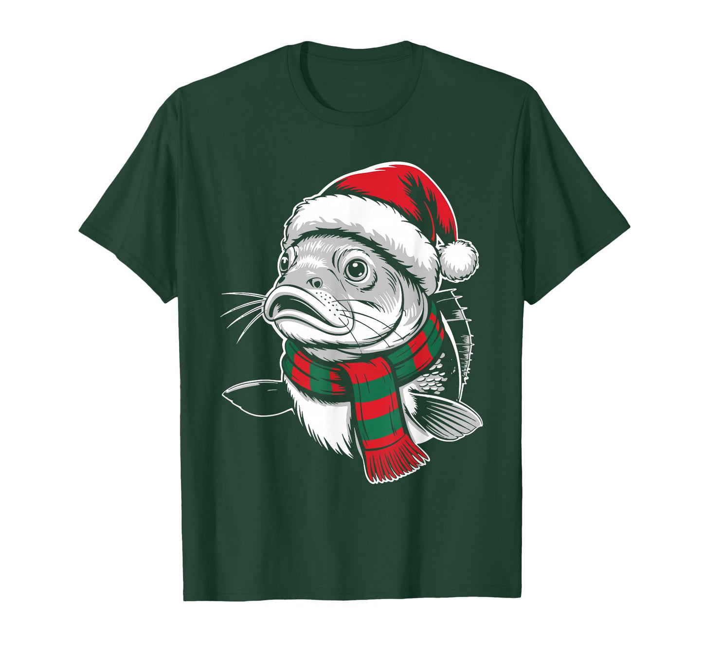 Redfish Xmas Santa Hat Scarf Christmas Costume T-Shirt
