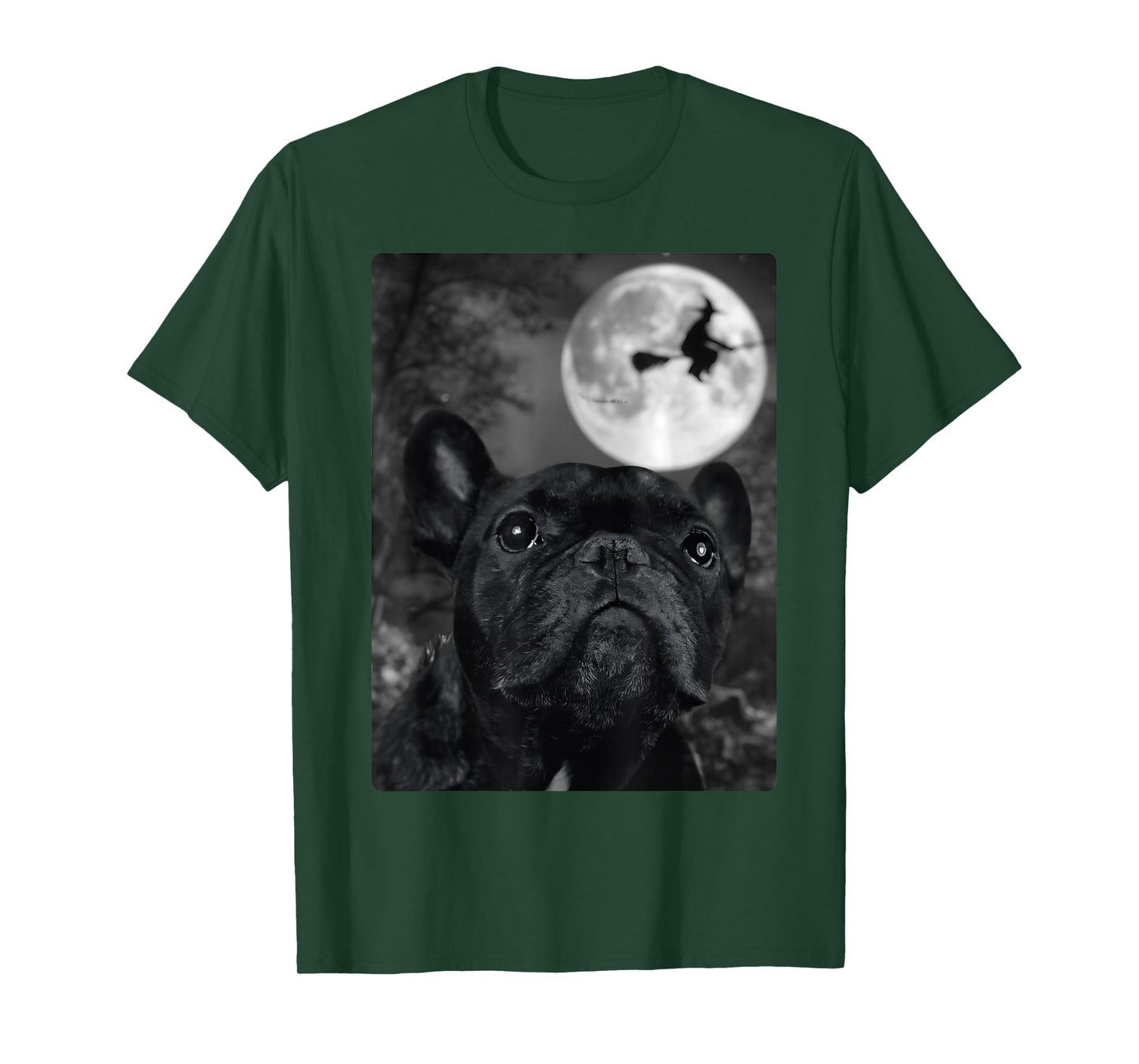 Funny Dog Selfie Full Moon Flying Witch Halloween Dog T-Shirt