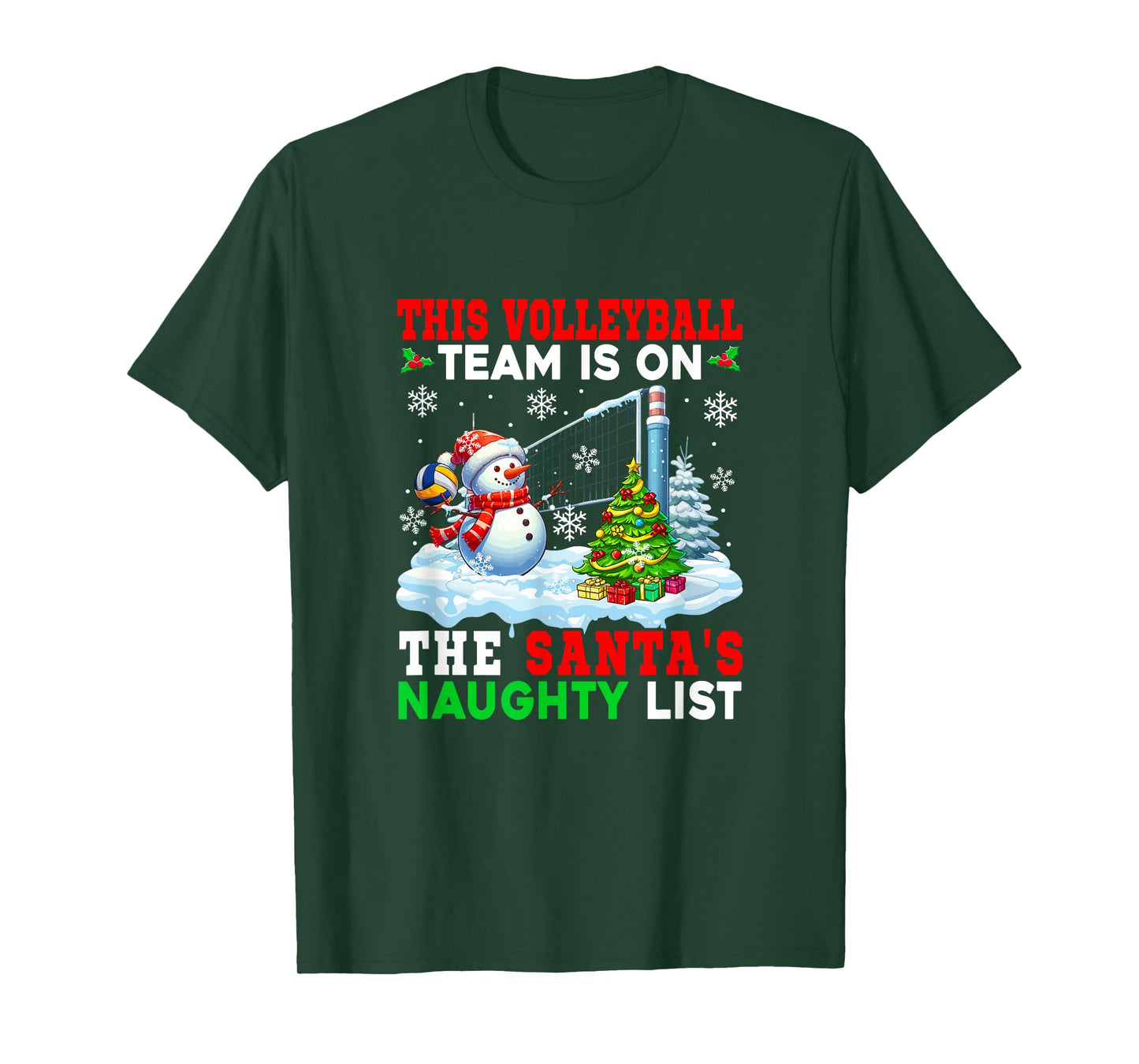 Volleyball Team is On Santa's Christmas Naughty List Snowman T-Shirt