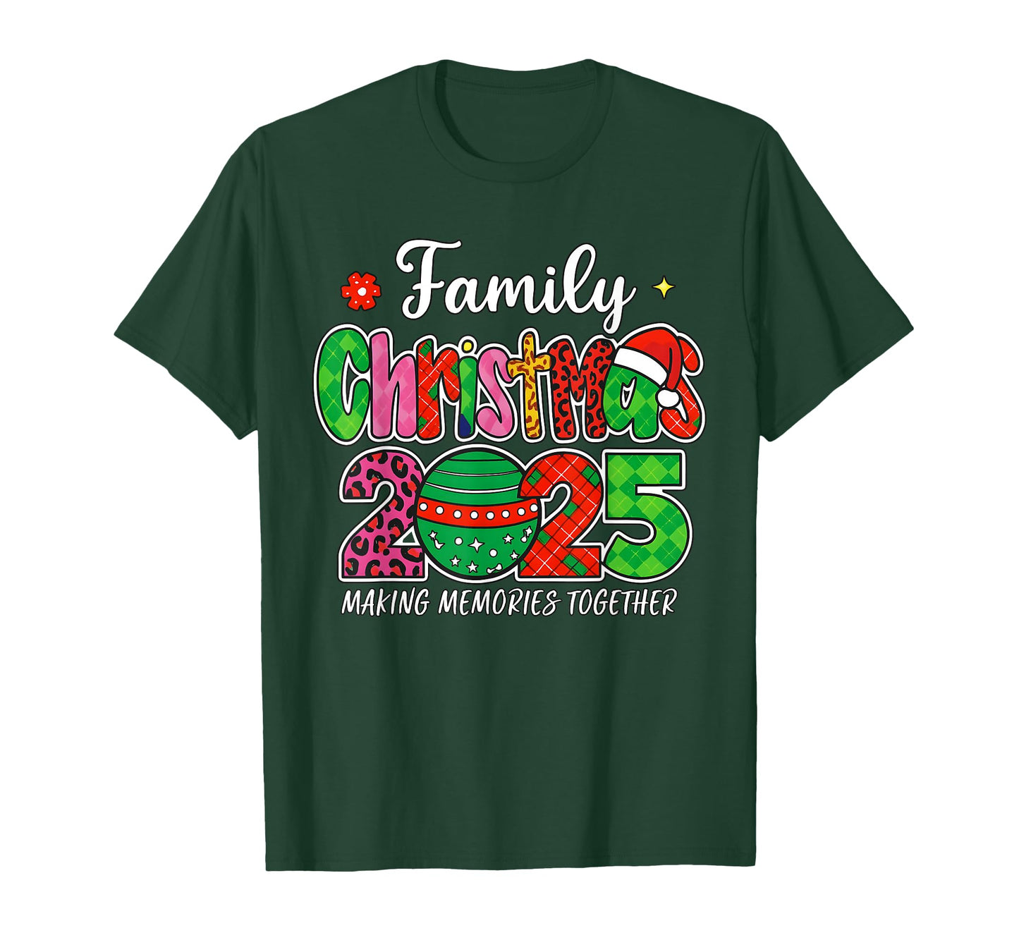Cute Family Christmas 2025 Matching Santa Hat Xmas Family T-Shirt