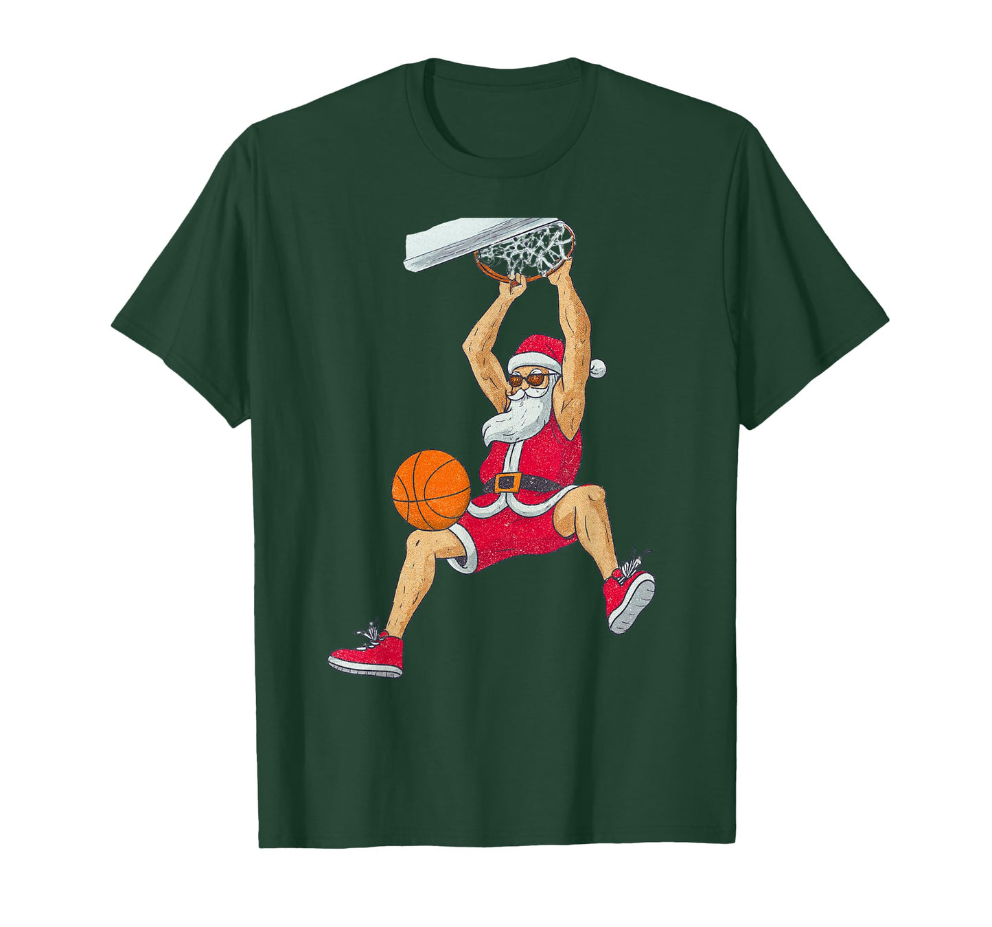 Santa Claus Playing Basketball Xmas Holiday Funny Christmas T-Shirt