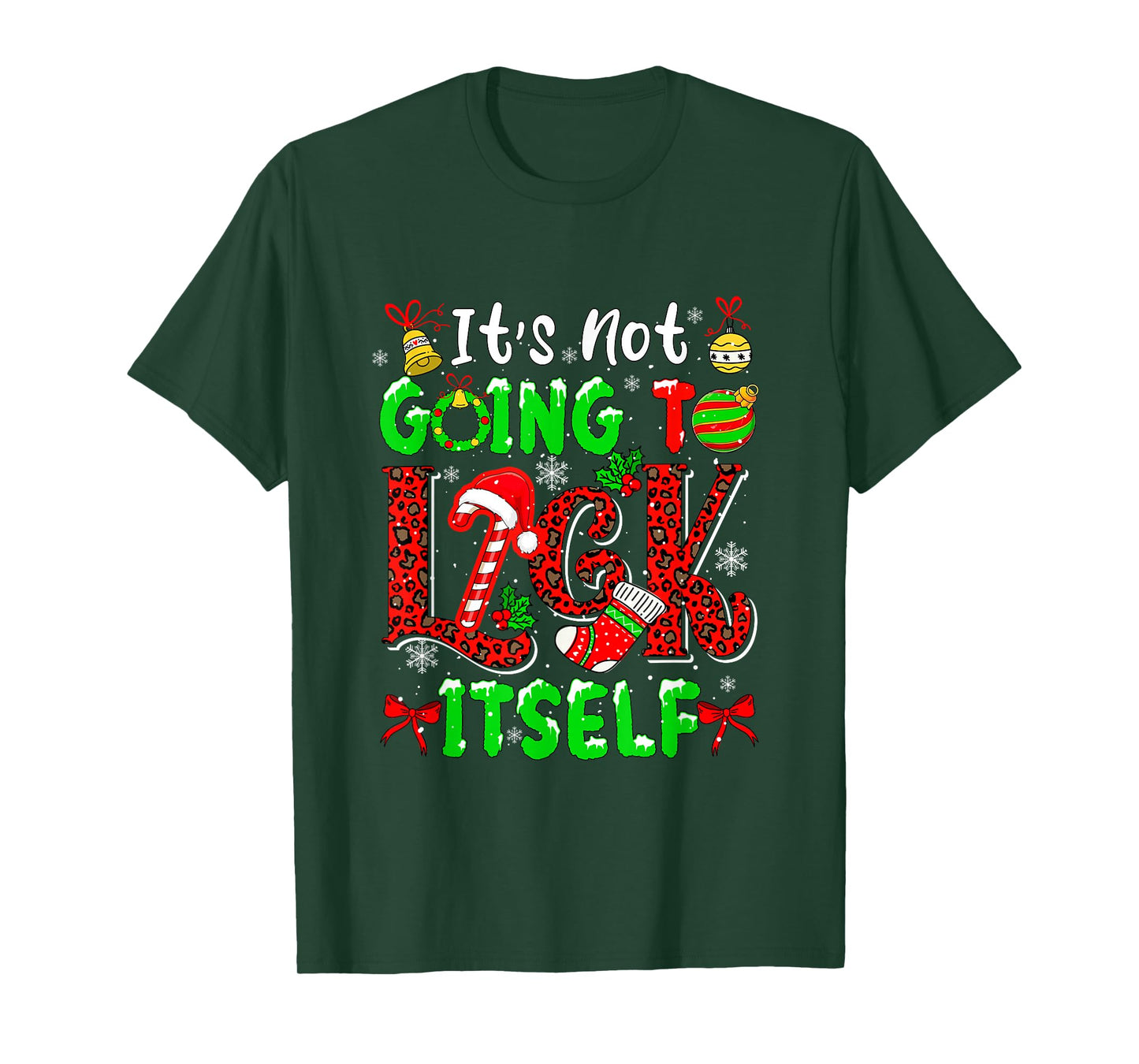 Funny Joke Not Lick Itself Sarcastic Candy Canes Xmas Adult T-Shirt