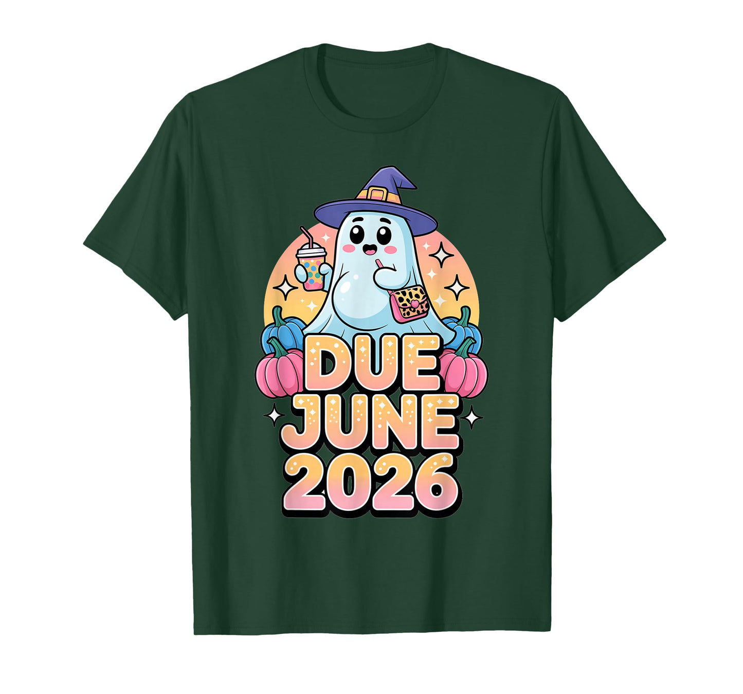 Halloween Pregnant Due June 2026 Mama Ghost Baby Mom T-Shirt
