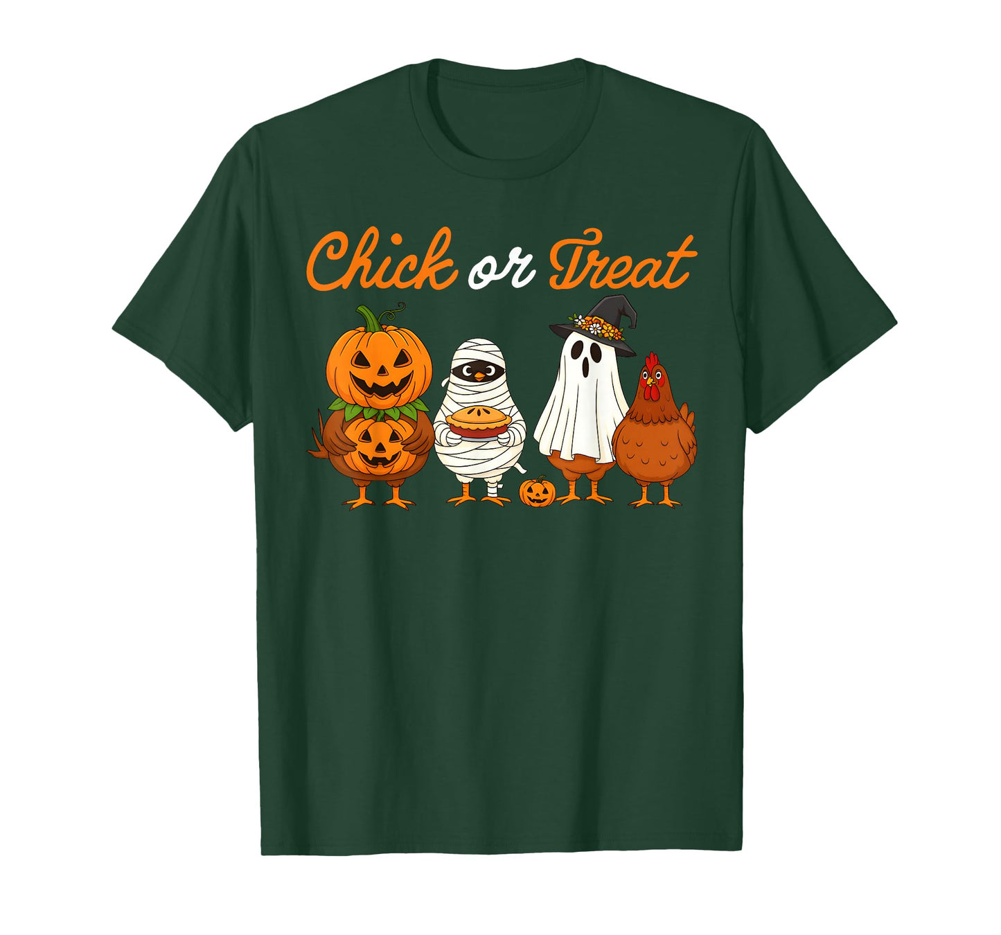 Chick Or Treat Funny Halloween Pumpkin Ghost Spooky Chicken T-Shirt