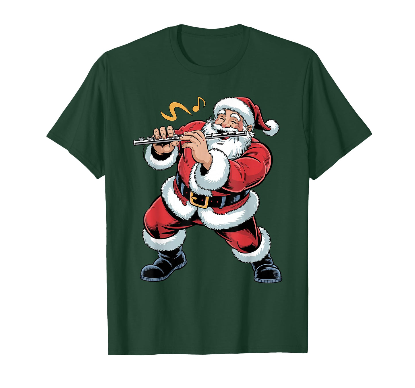 Santa Playing Flute Funny Holiday Christmas Xmas Pajama T-Shirt