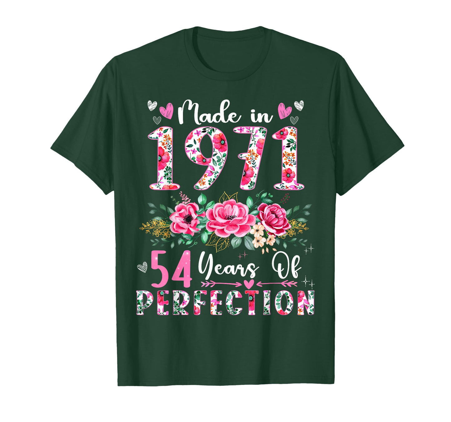 54 Year Old Made In 1971 Floral 54th Birthday Women T-Shirt