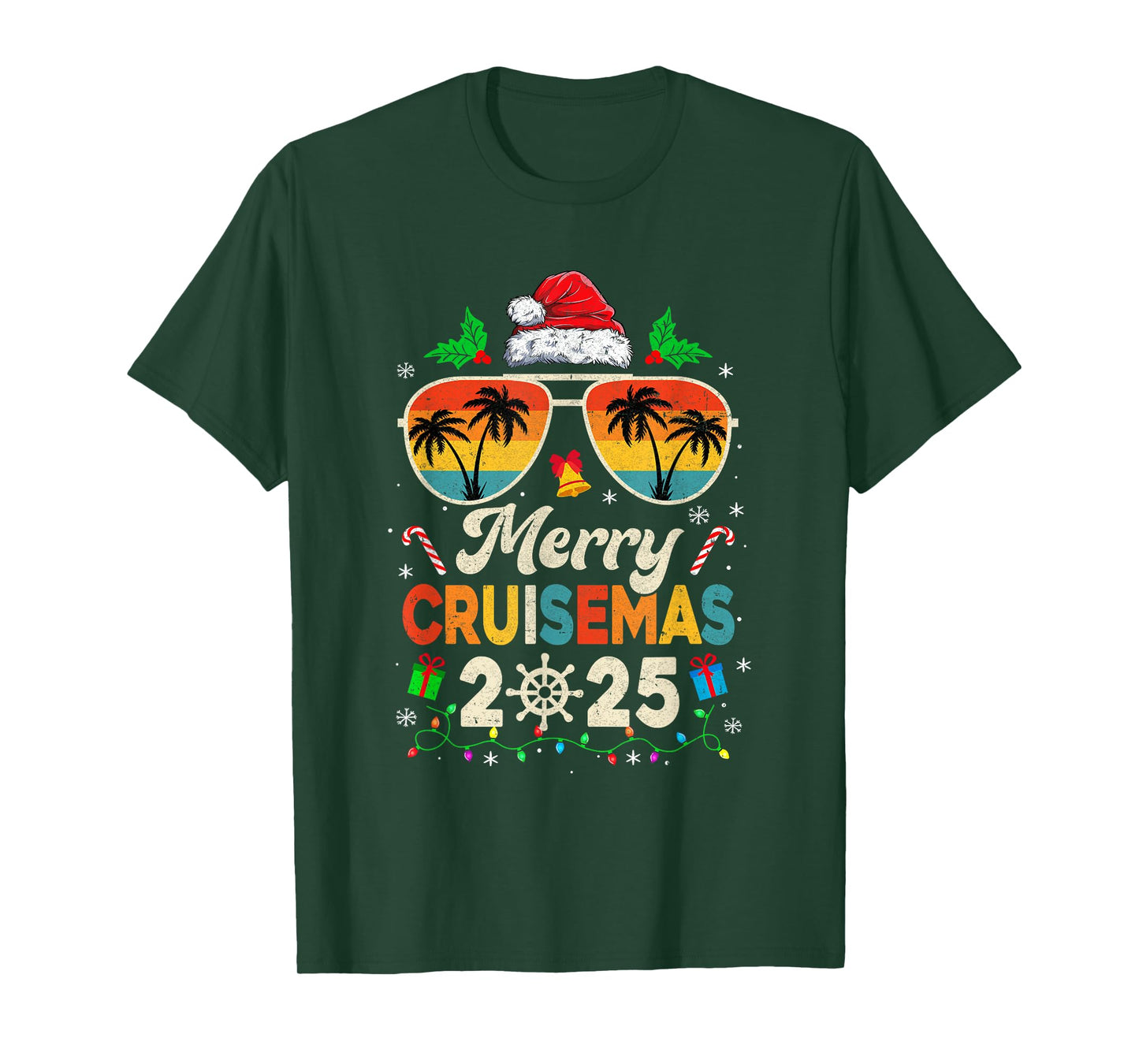 Merry Cruisemas 2025 Christmas Santa Reindeer Cruise Retro T-Shirt
