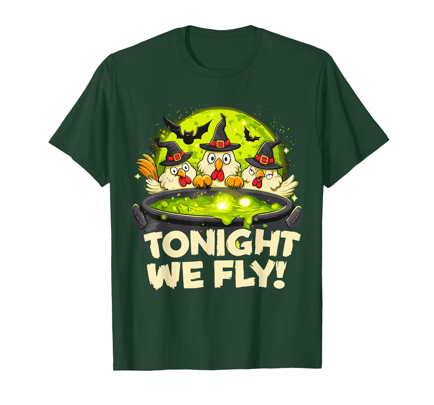 Tonight We Fly Funny Witchy Chickens Spooky Farm Halloween T-Shirt
