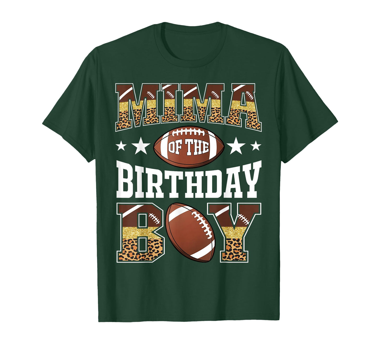 Mima Of The Birthday Boy Game Day Leopard Football T-Shirt