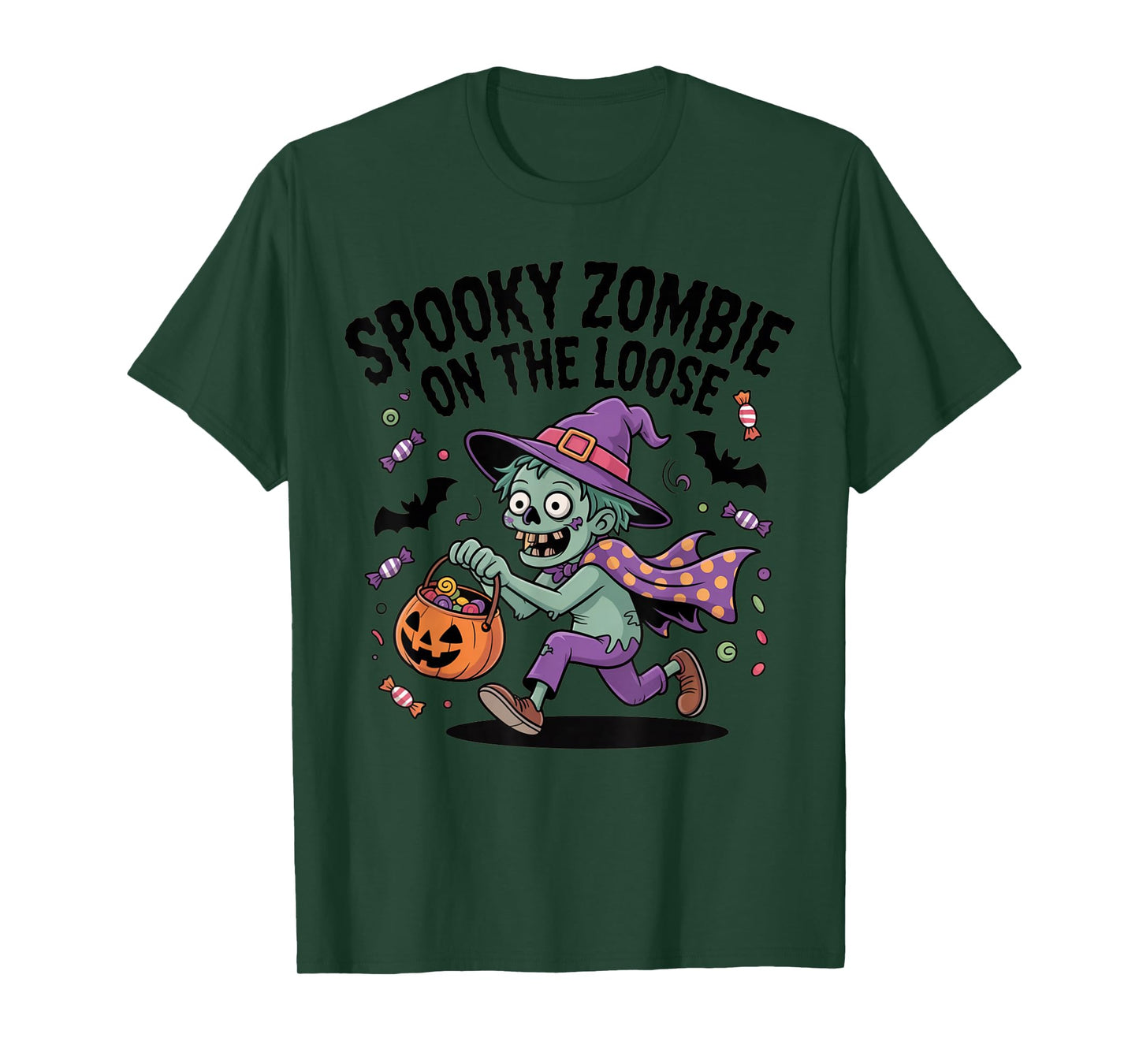 Spooky Zombie On The Loose Funny Halloween Costume T-Shirt