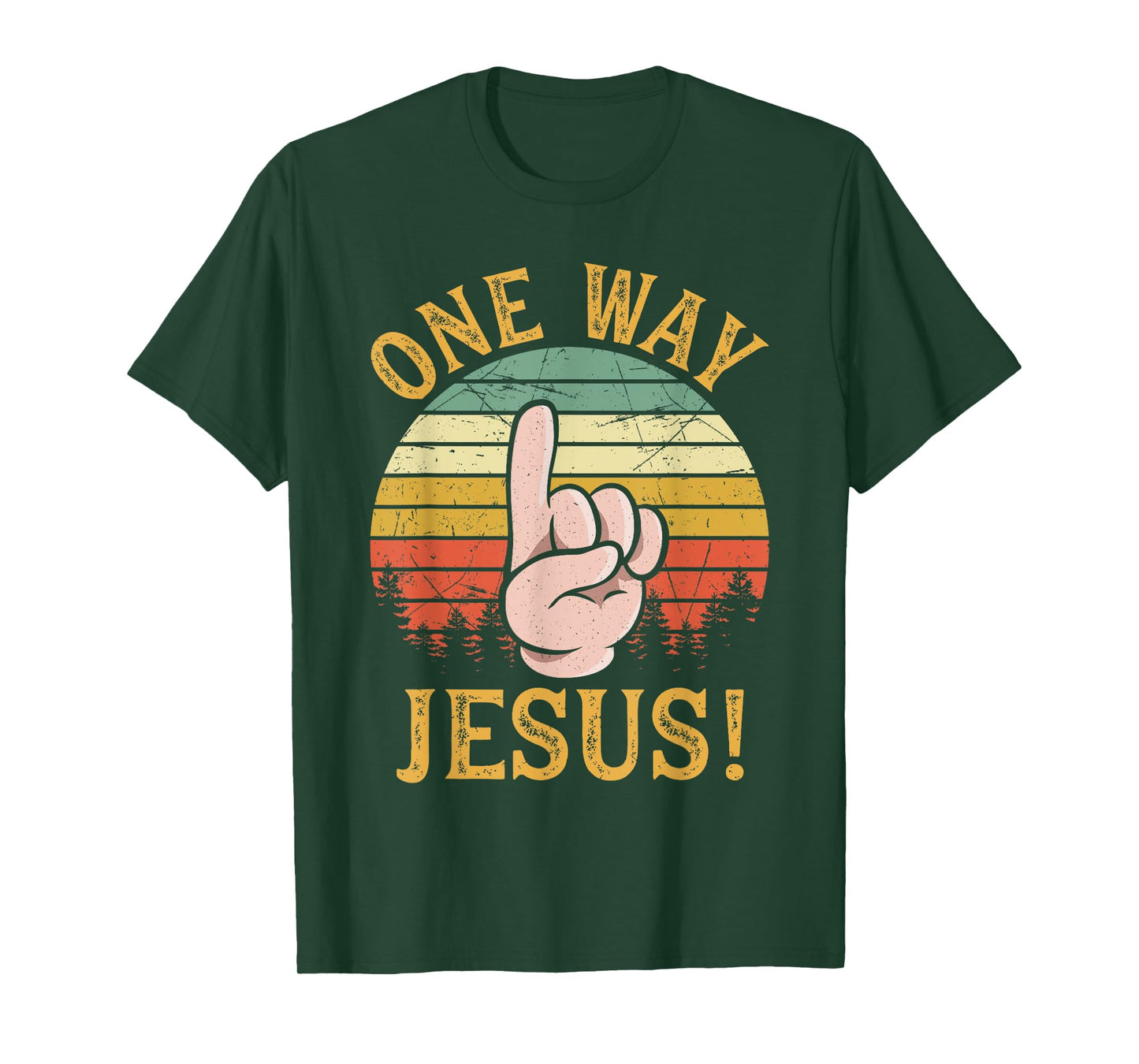 One Way Jesus People Finger Up Christian Revolution T-Shirt