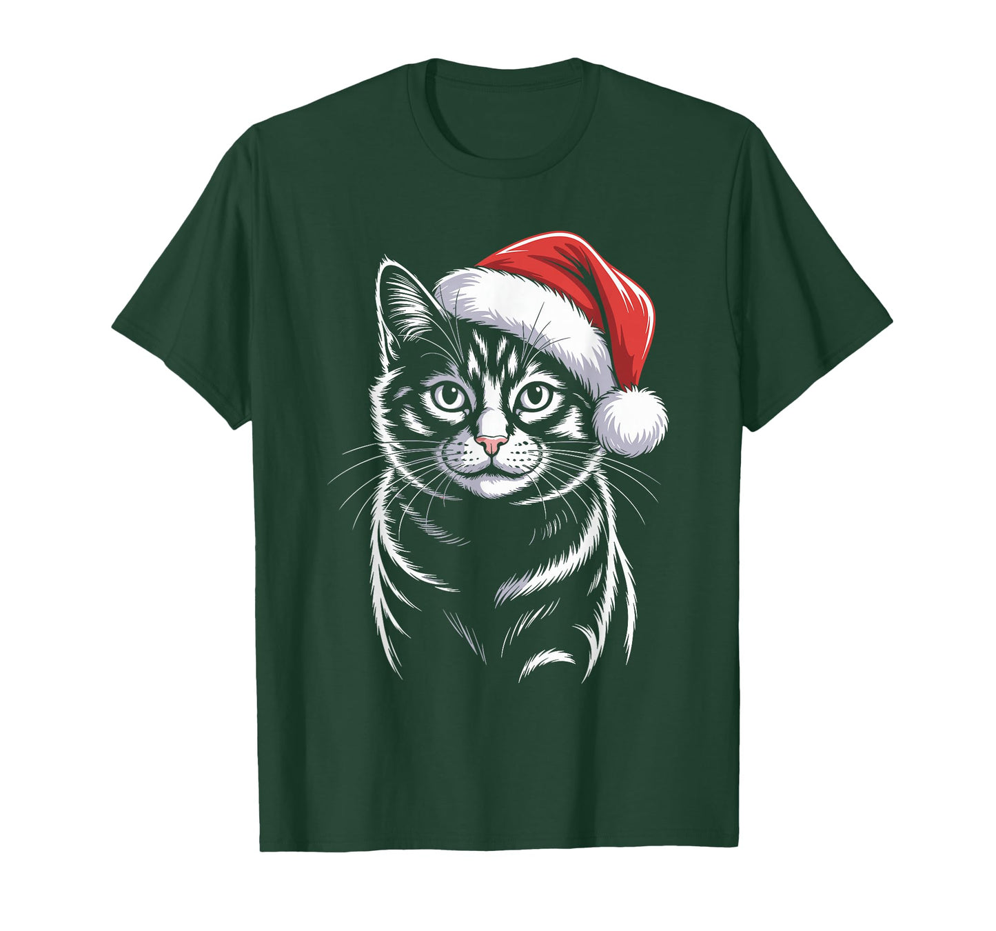 Cute Cat Santa Hat Christmas Xmas Kitten for Men Women T-Shirt