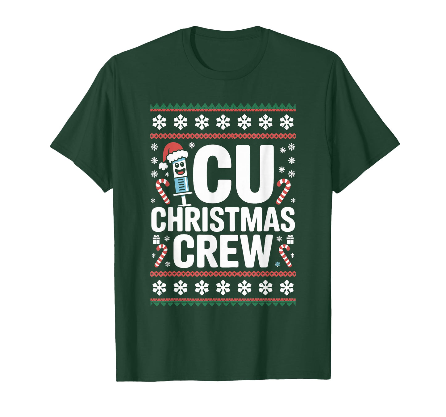 ICU Nurse Ugly Christmas Sweater Critical Care Xmas Nursing T-Shirt