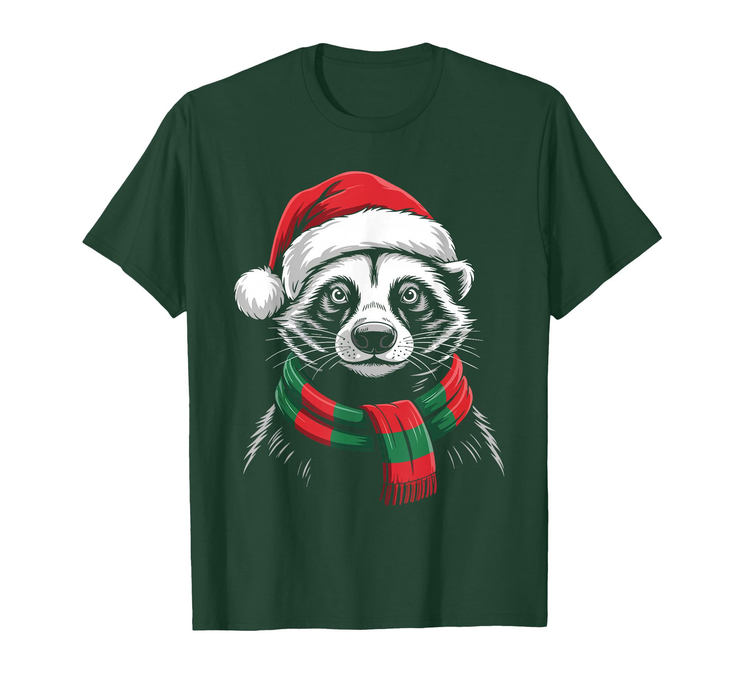 Honey Badger Xmas Santa Hat Scarf Christmas Costume T-Shirt