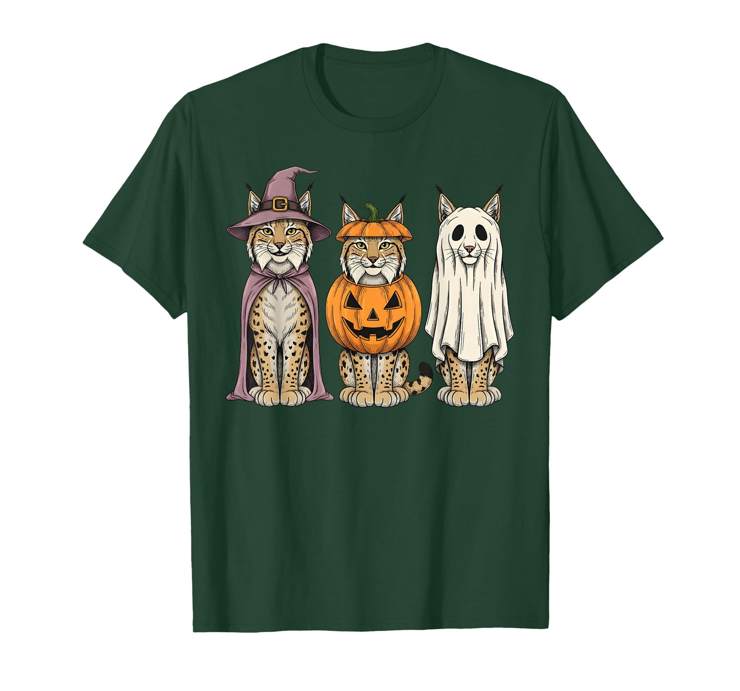 Spooky Ghost Lynx Lover Pumpkin Halloween T-Shirt