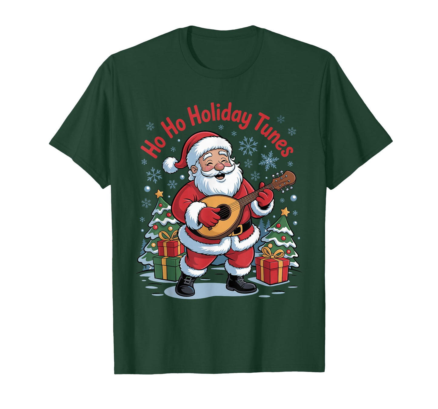 Funny Santa Christmas Design Mandolin Holiday Xmas Pajama T-Shirt