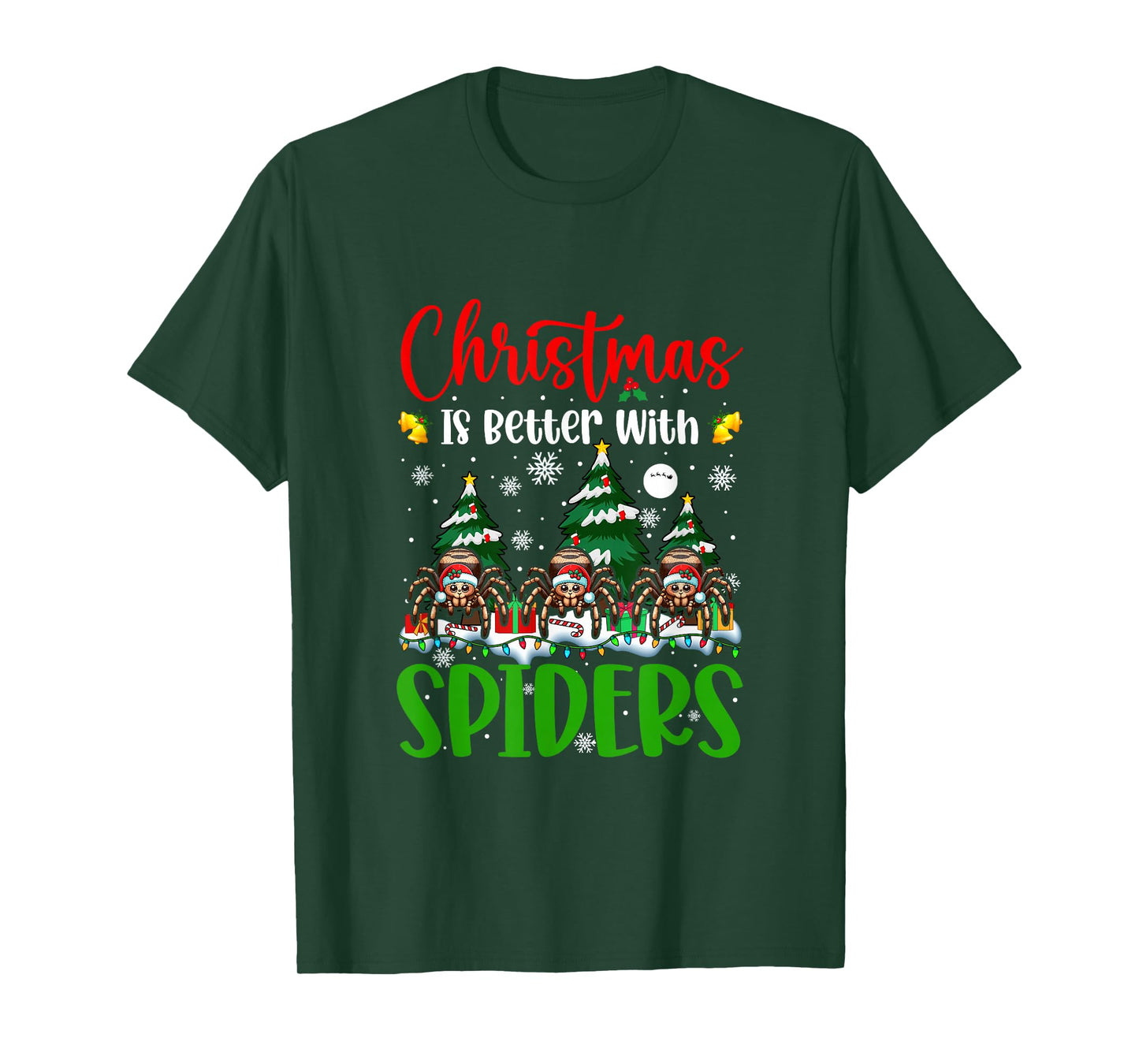 Xmas is Better Funny Joke Spiders Lover Christmas Tree T-Shirt