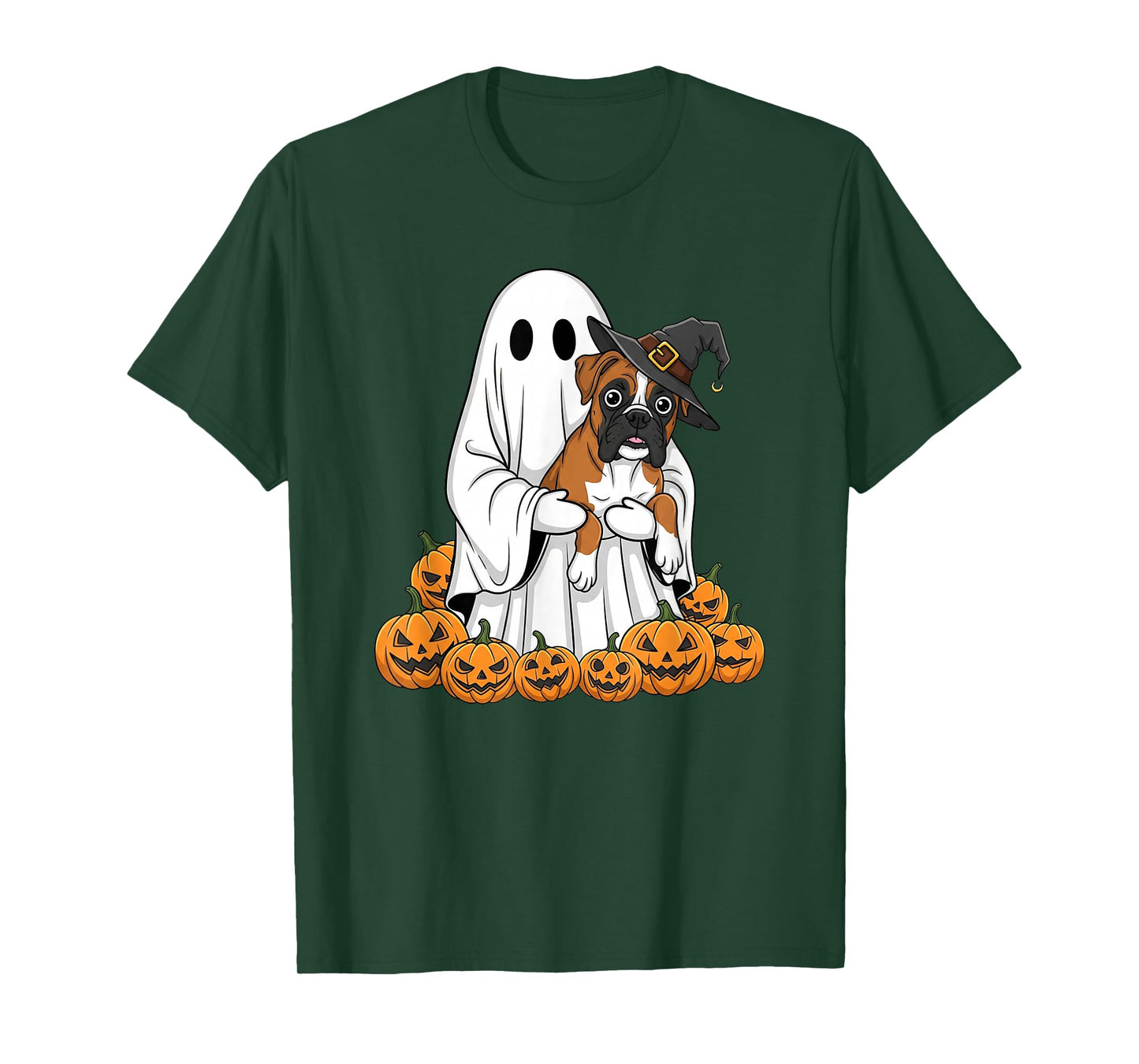 Funny Ghost Boxer Dog Pumpkin Halloween Kids Mens Womens T-Shirt