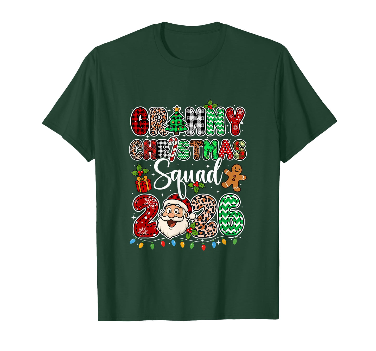 Granny Christmas Crew 2026 Leopard Funny Santa Family Group T-Shirt