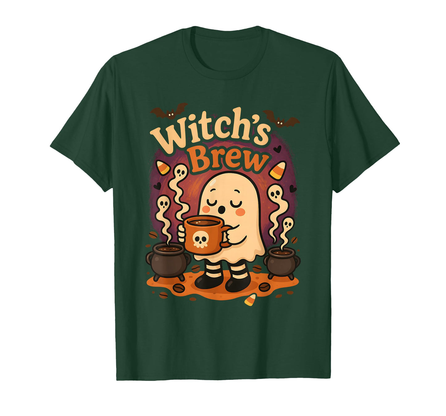 Witchs Brew Ghost Halloween Cute Coffee Fall Outfit T-Shirt
