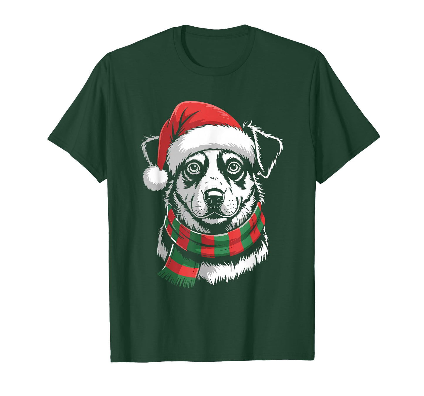 Heeler Dog Xmas Santa Hat Scarf Christmas Costume T-Shirt