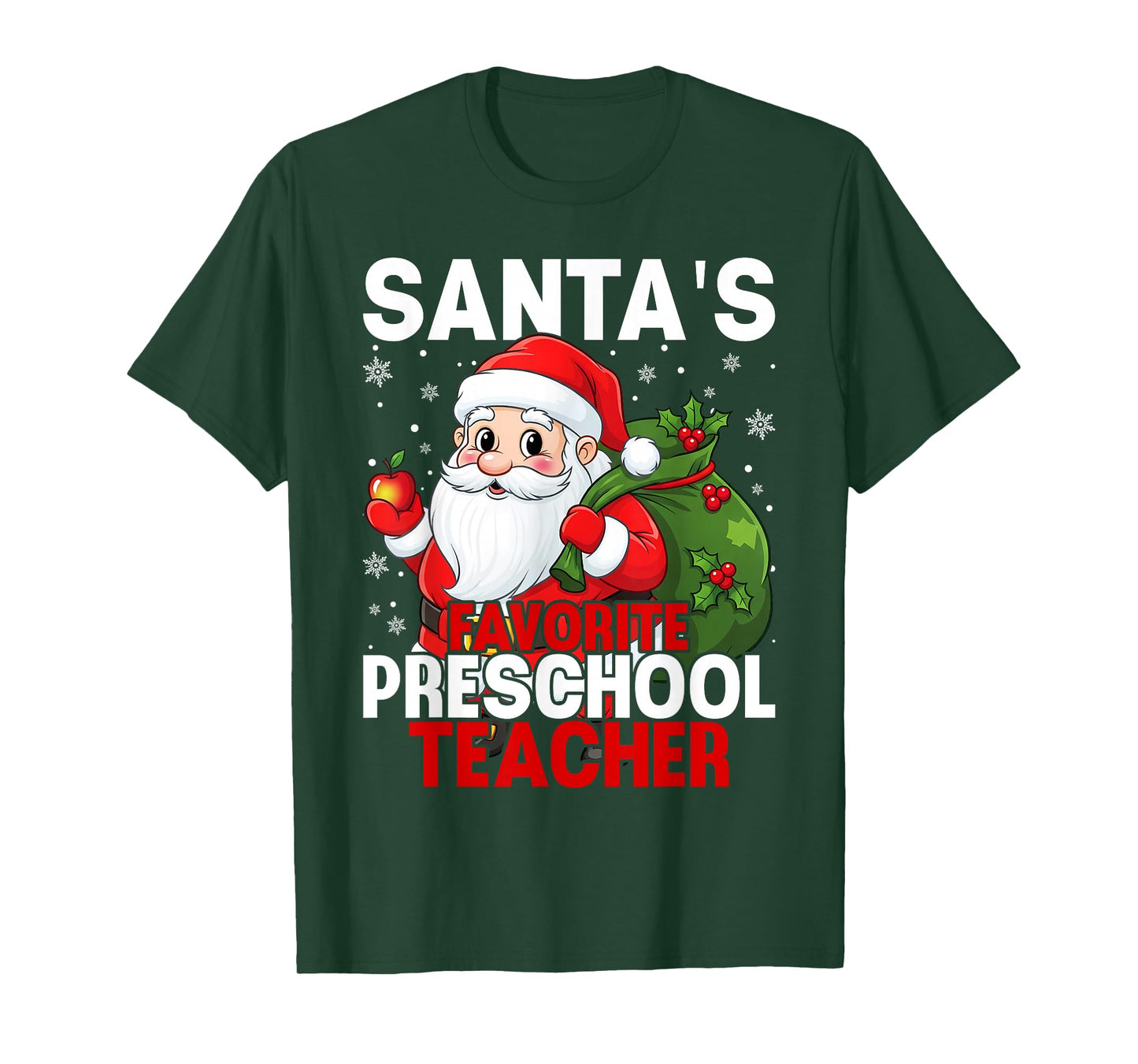Santa's Favorite Preschool Teacher PreK Matching Christmas T-Shirt
