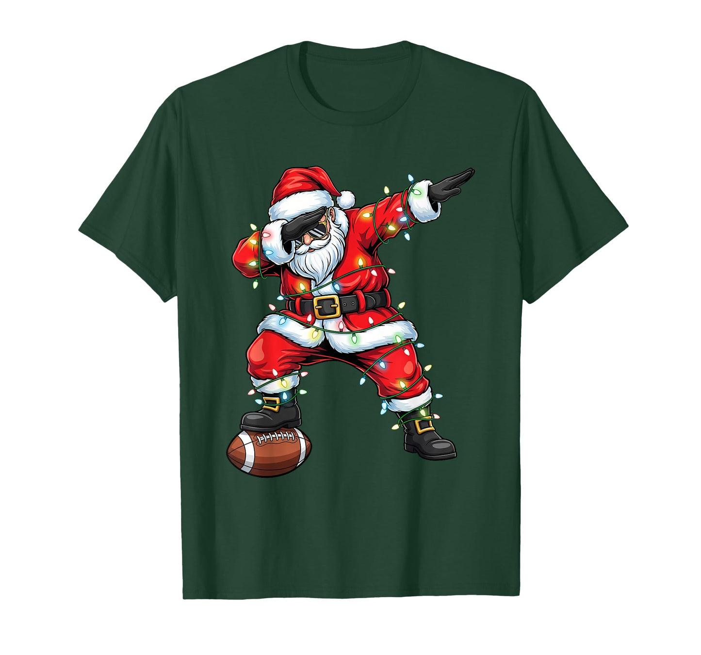 Dabbing Santa Funny Christmas Football Men Women Boys Girls T-Shirt
