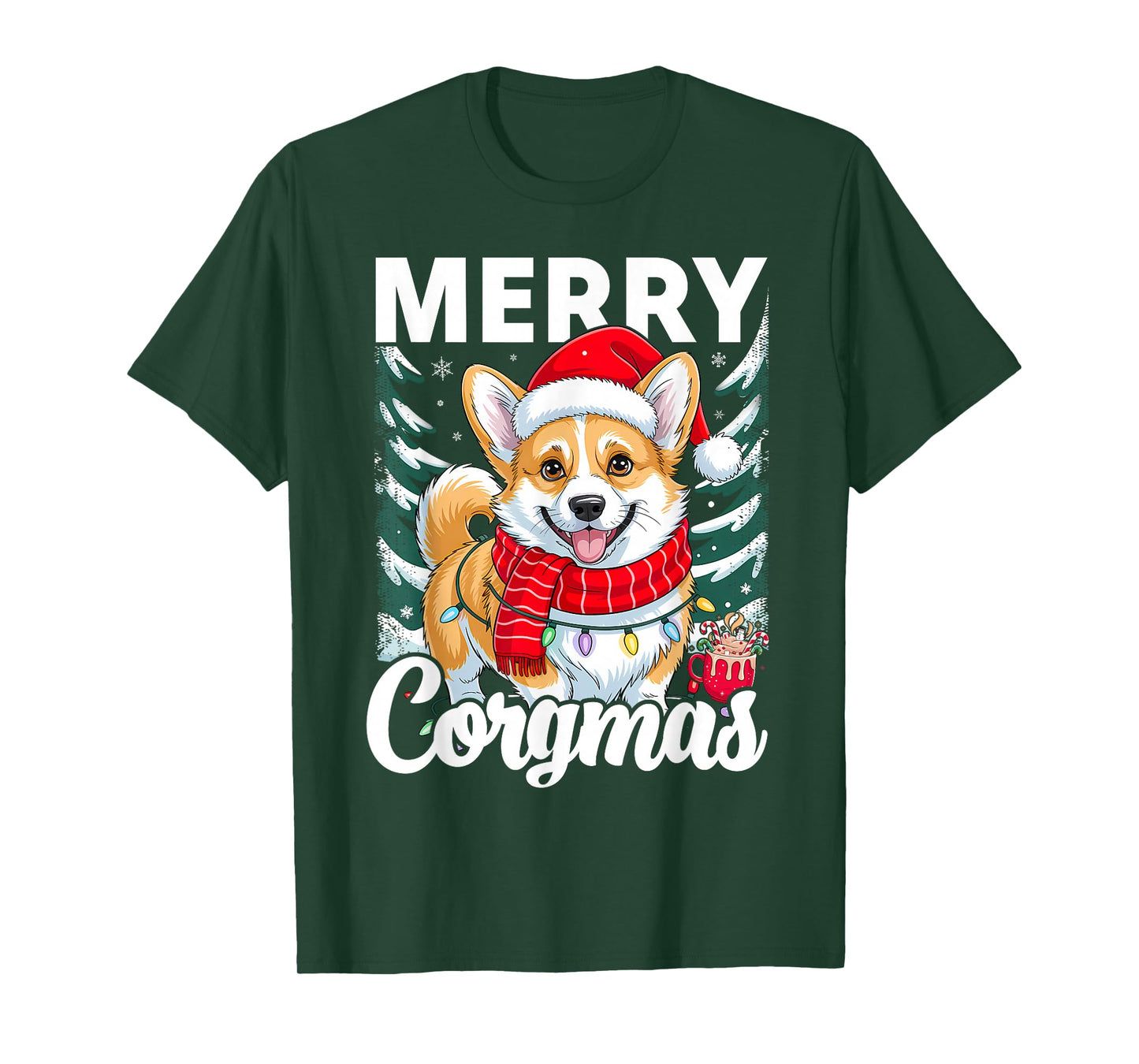 Merry Corgmas Christmas Lights Santa Corgi Dog Lover T-Shirt