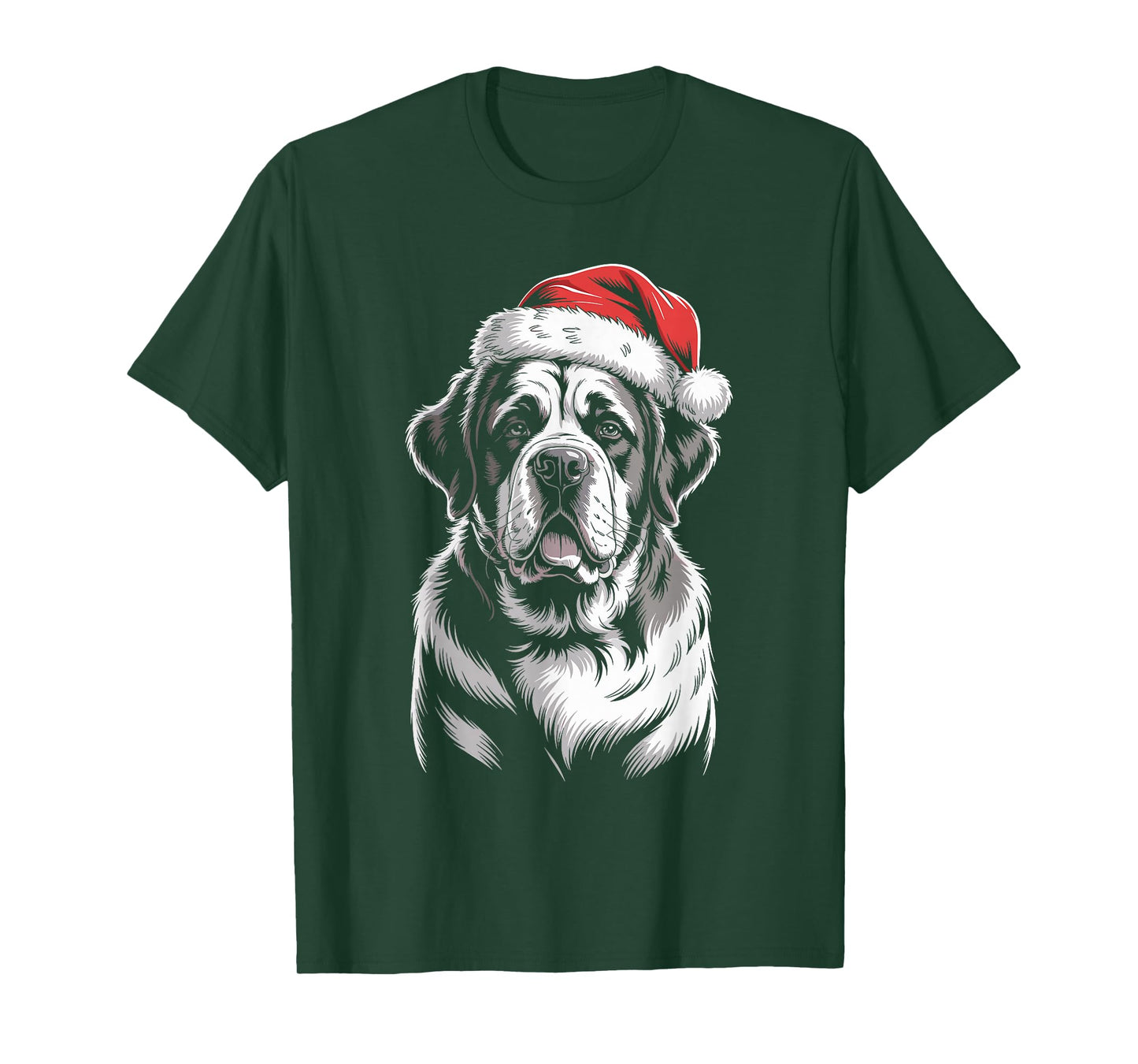 Saint Bernard Dog Santa Hat Christmas Pajama Men Women T-Shirt