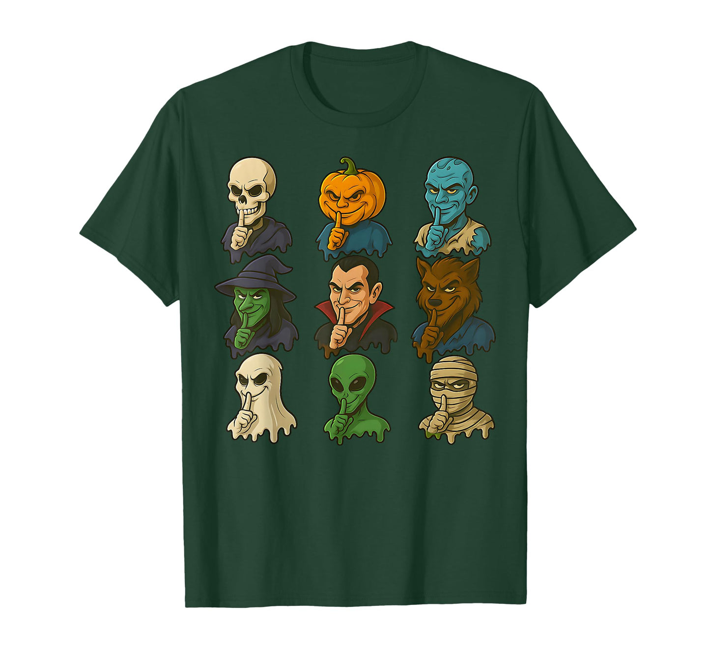 Funny Halloween Monsters Sigma Face Meme Shhh T-Shirt