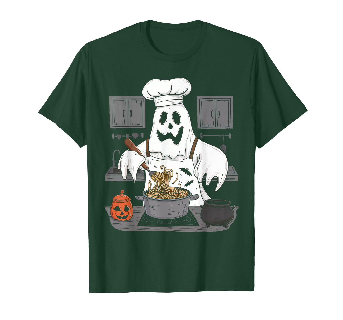 Ghost Cooking Halloween Chef Kitchen Restaurant Staff Crew T-Shirt