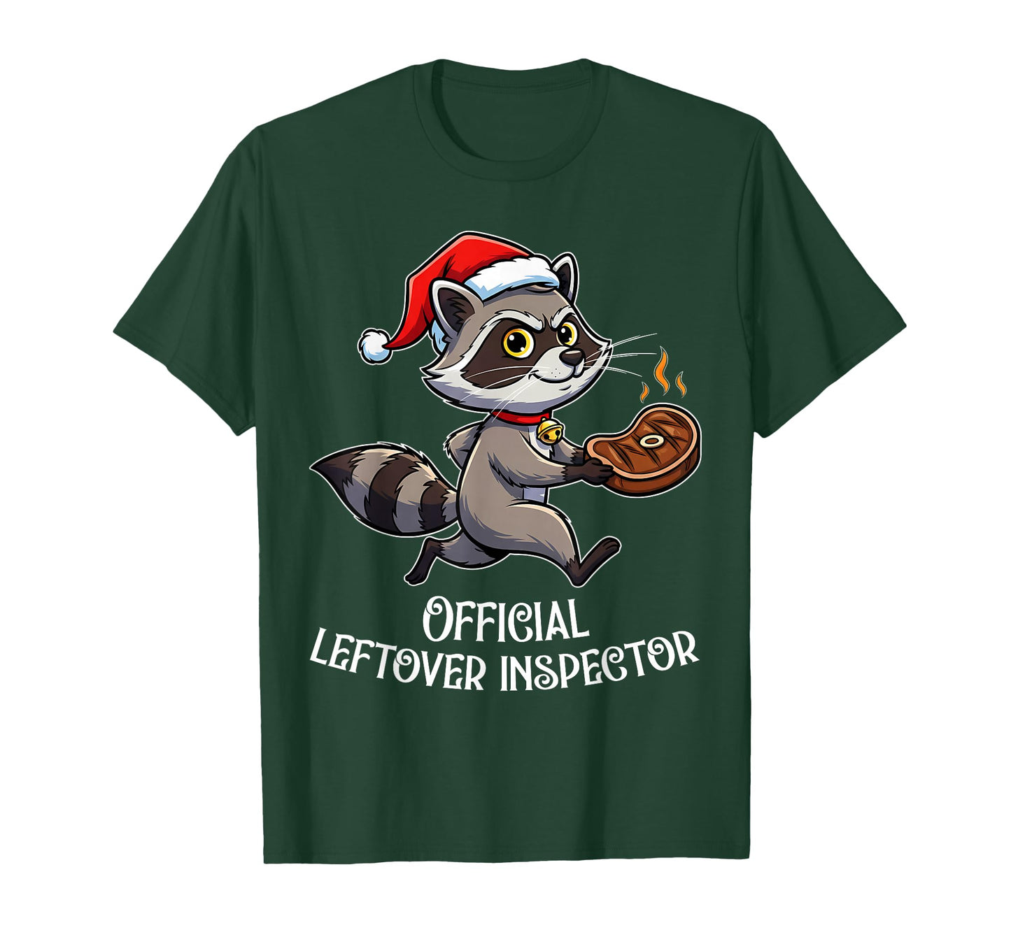 Official Leftover Inspector Raccoon Funny Xmas Men Husband T-Shirt