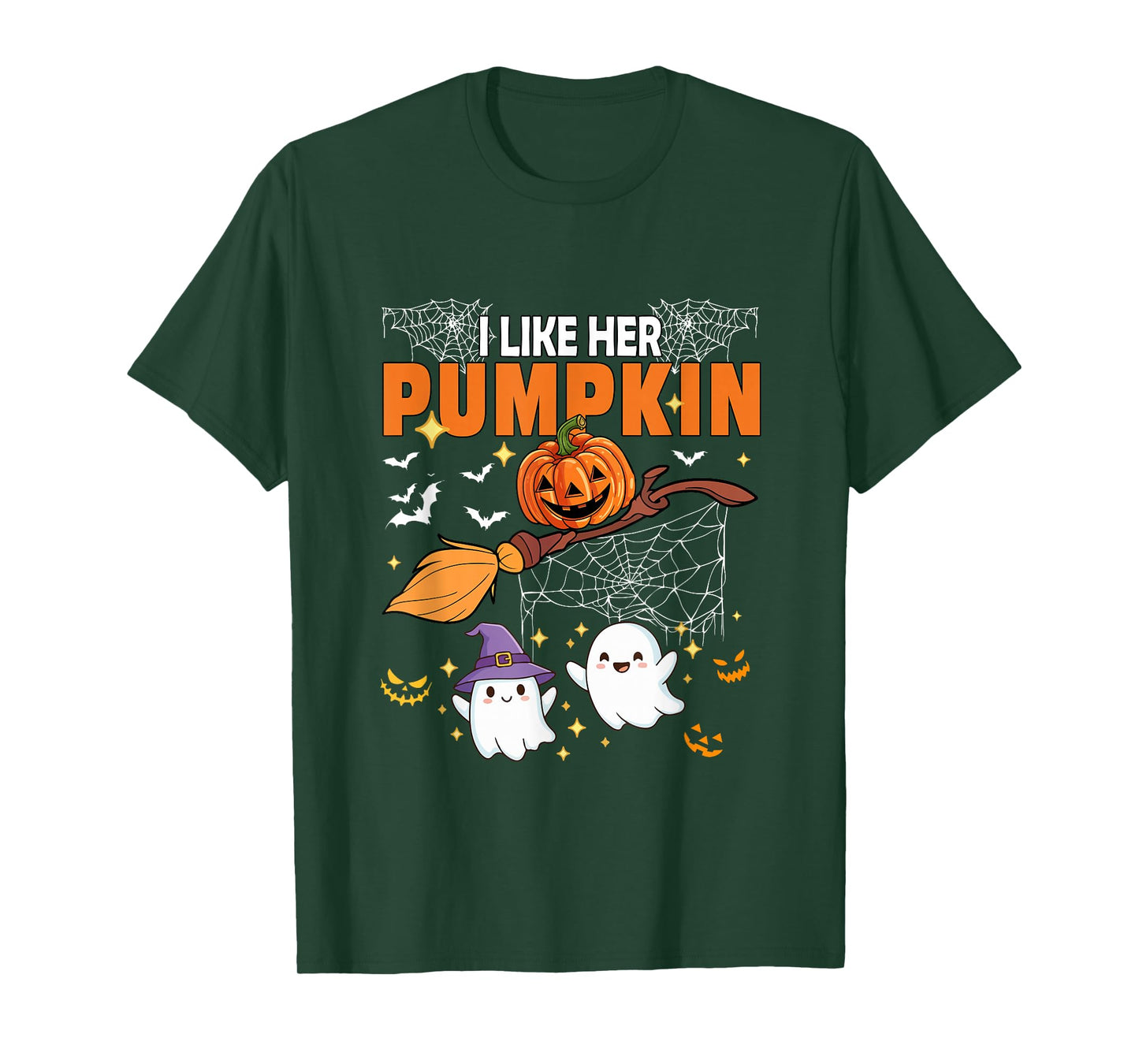 I Like Her Pumpkin Halloween Couple Boos Witch's Broomstick T-Shirt