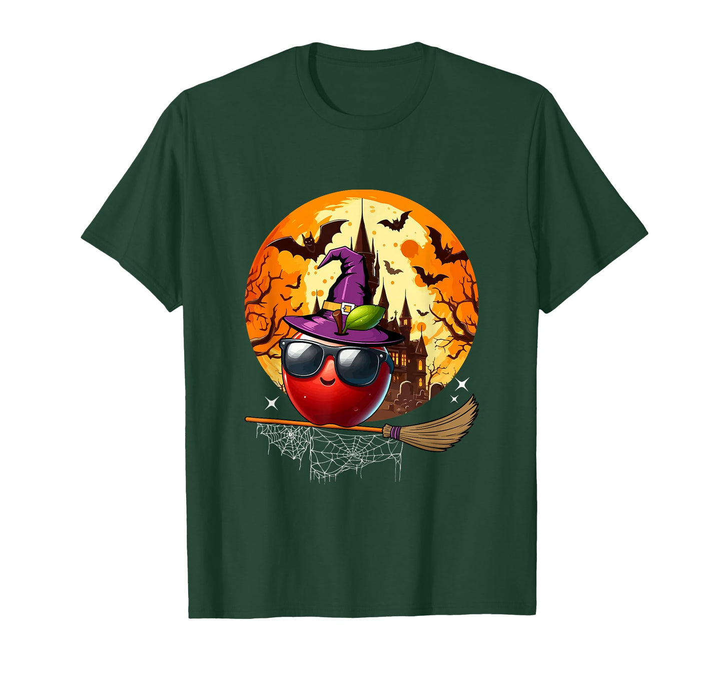 Apple Sunglasses Cosplay Witch Halloween Moon Matching Vegan T-Shirt