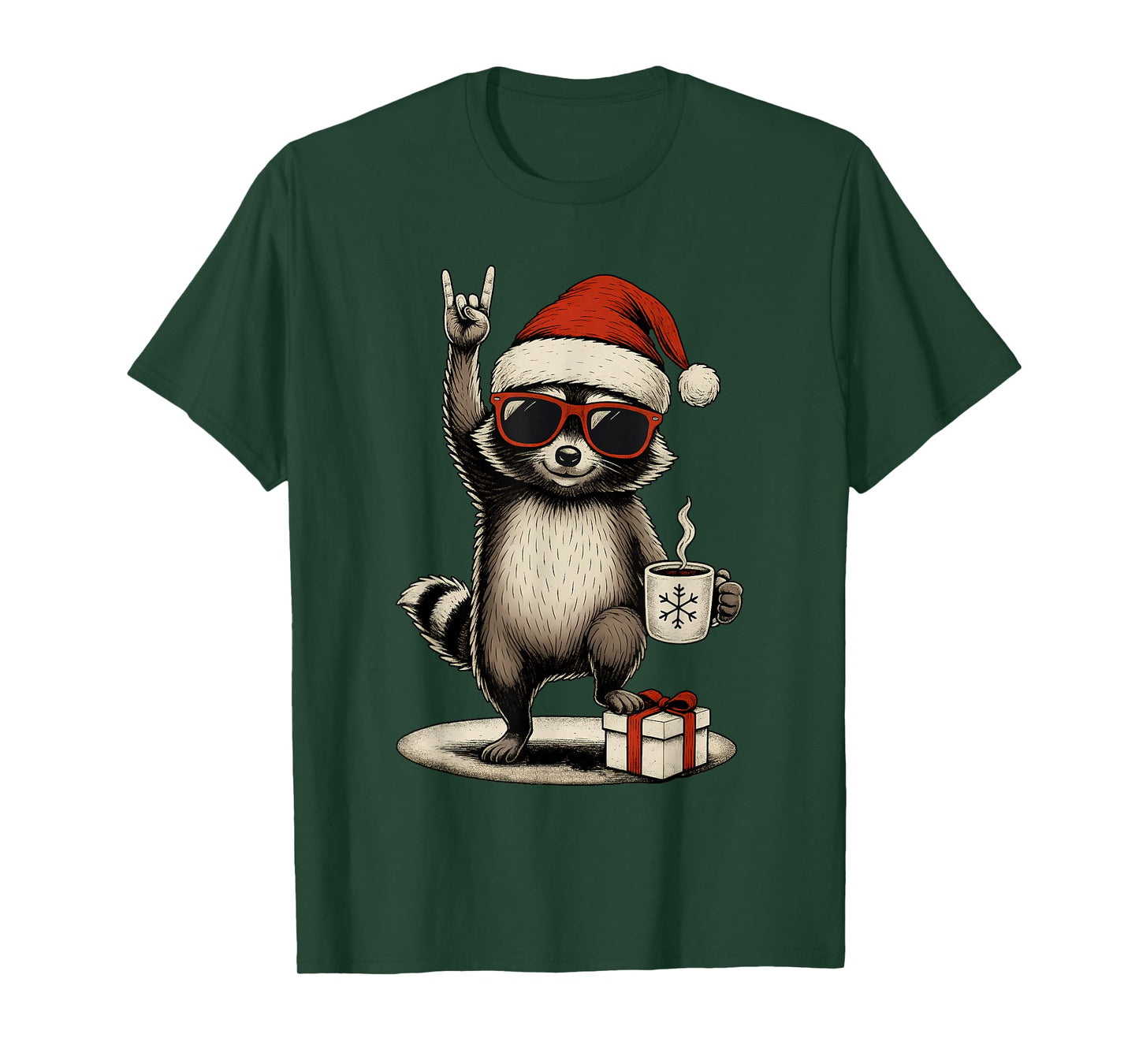 Cute Raccoon Christmas Funny Racoon T-Shirt