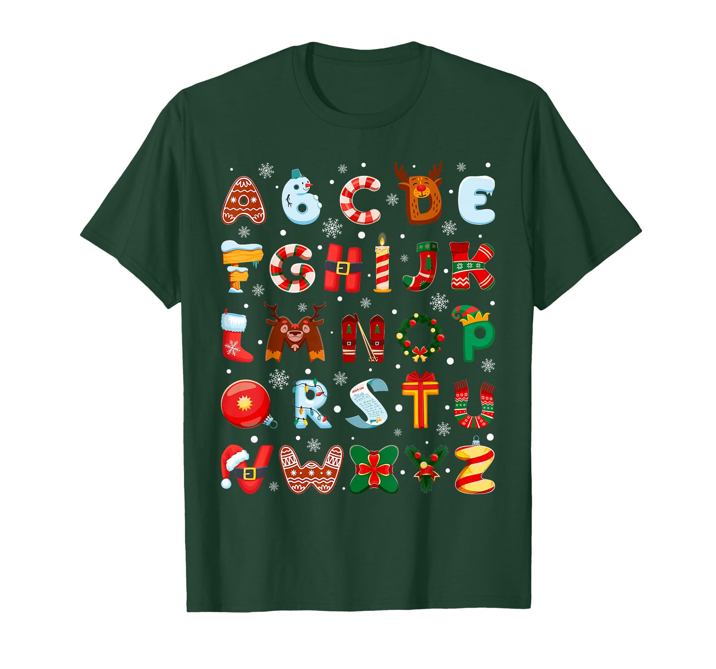 Funny Alphabet Xmas Pre-K Preschool Teachers Merry Christmas T-Shirt