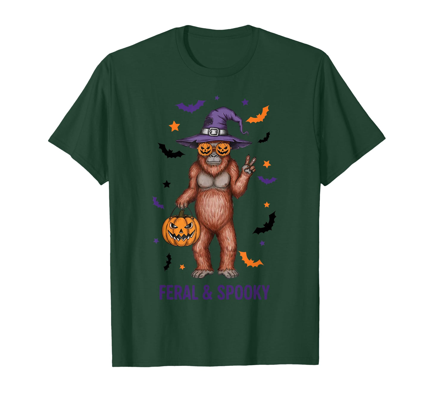 Feral and Spooky Witch Costume Bigfoot Halloween T-Shirt