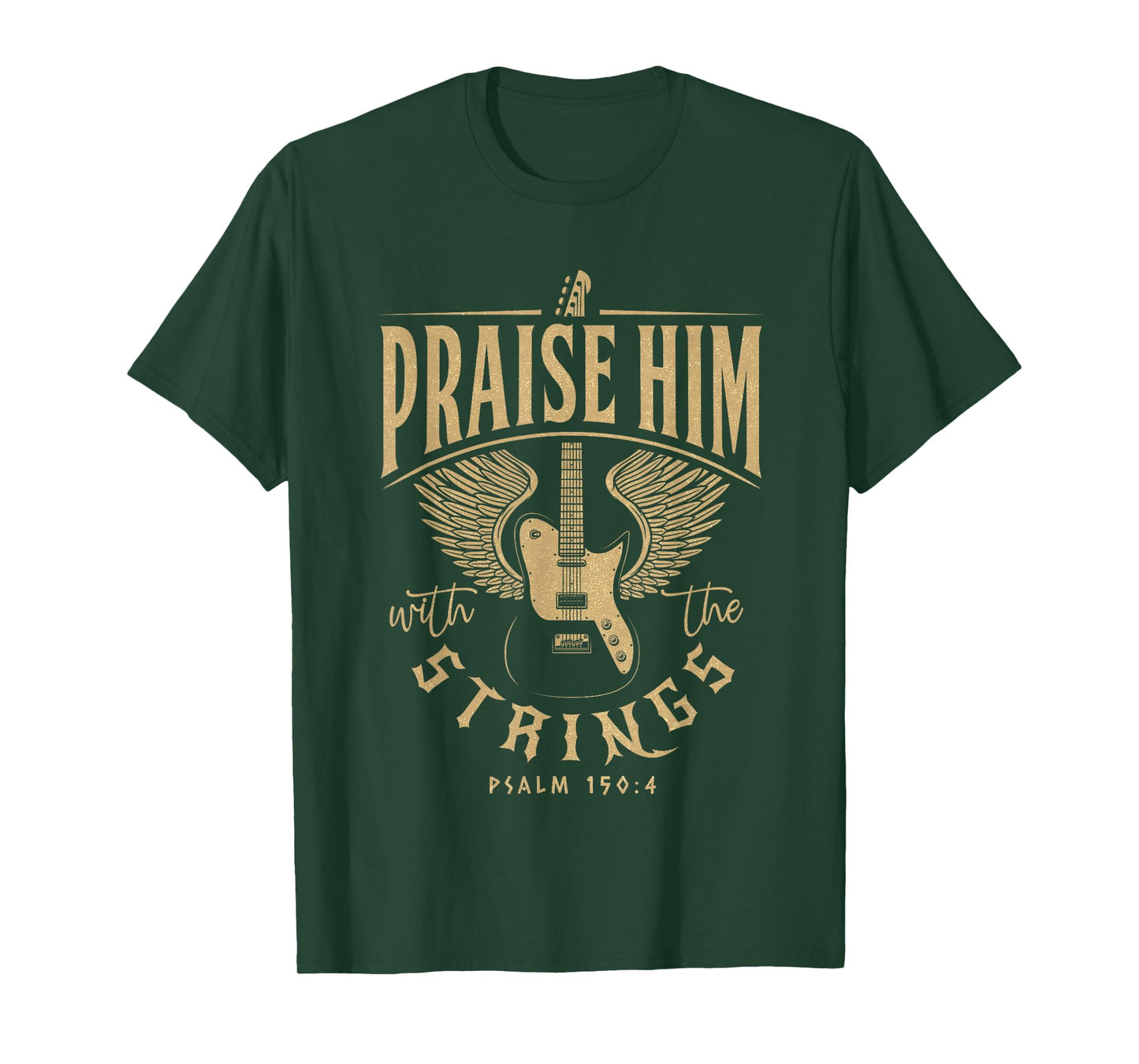 Praise Him Christian Guitar Players with Distressed Design T-Shirt