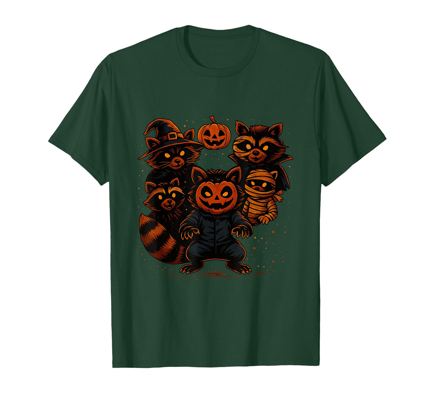 Cute Halloween Raccoons in Costumes Funny Spooky Art T-Shirt