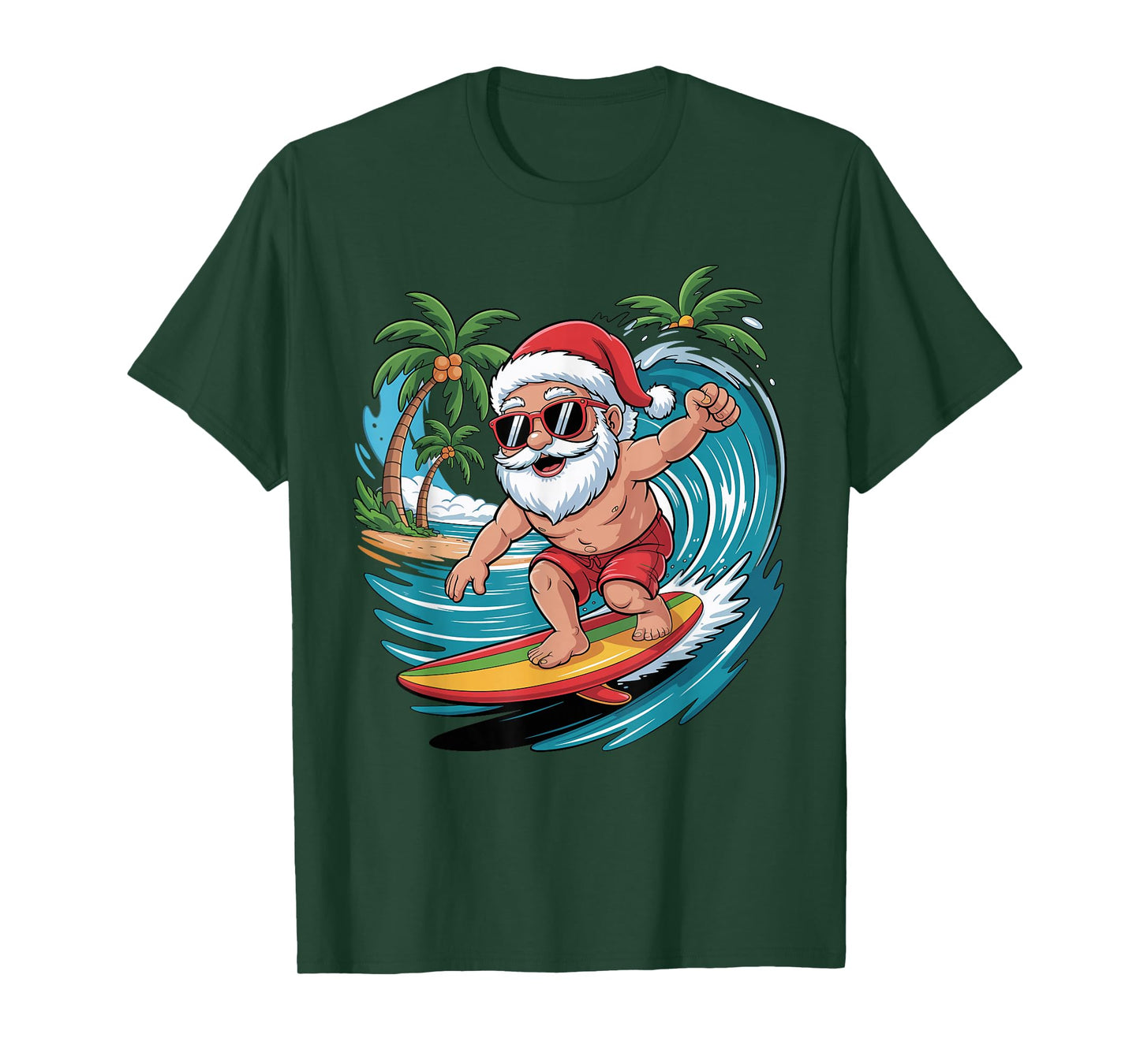 Santa Surfing Funny Surfer Holiday Christmas Xmas Pajama T-Shirt