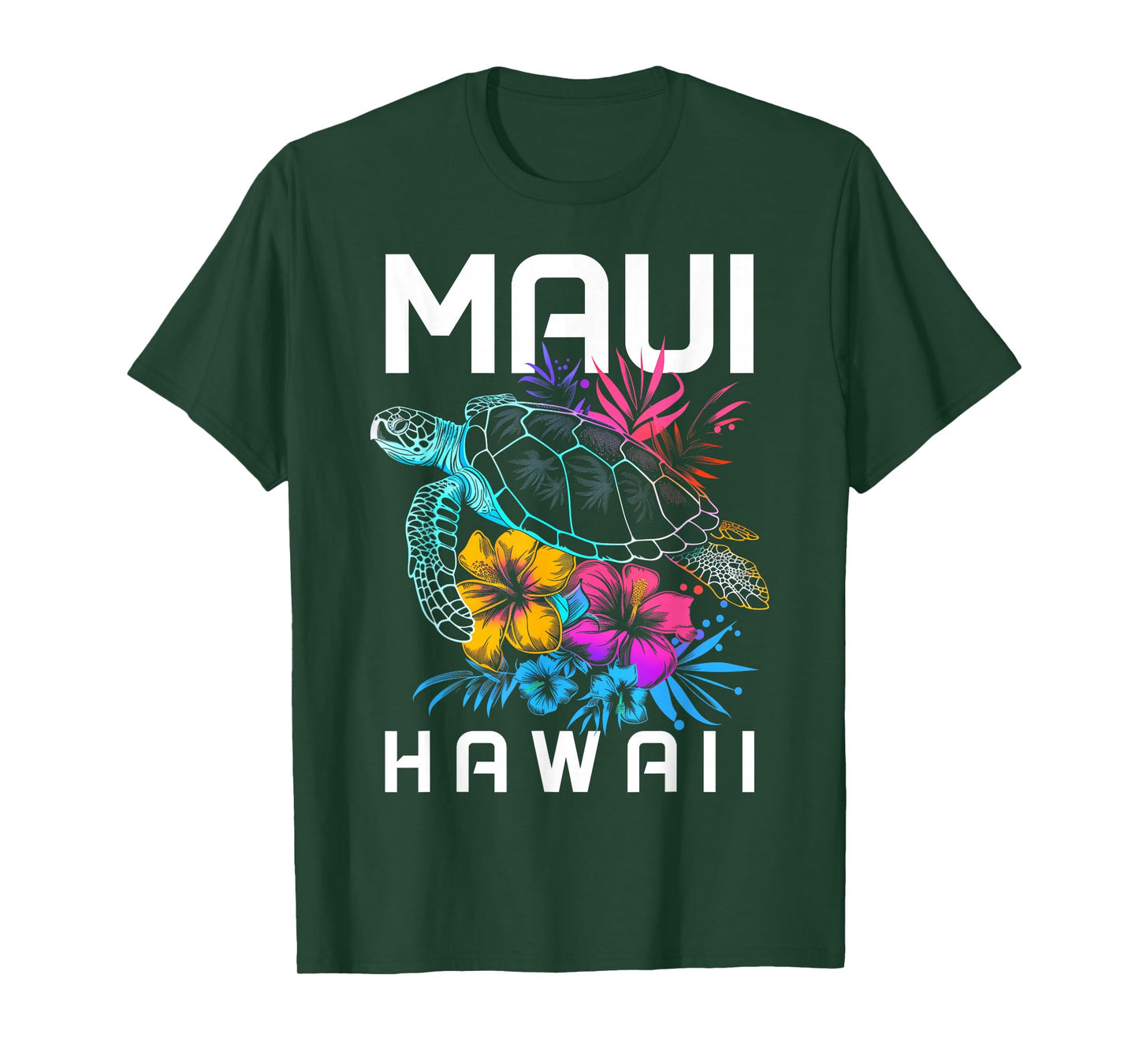 Maui Hawaii Sea Turtle Diving Flower Hawaii Souvenir T-Shirt