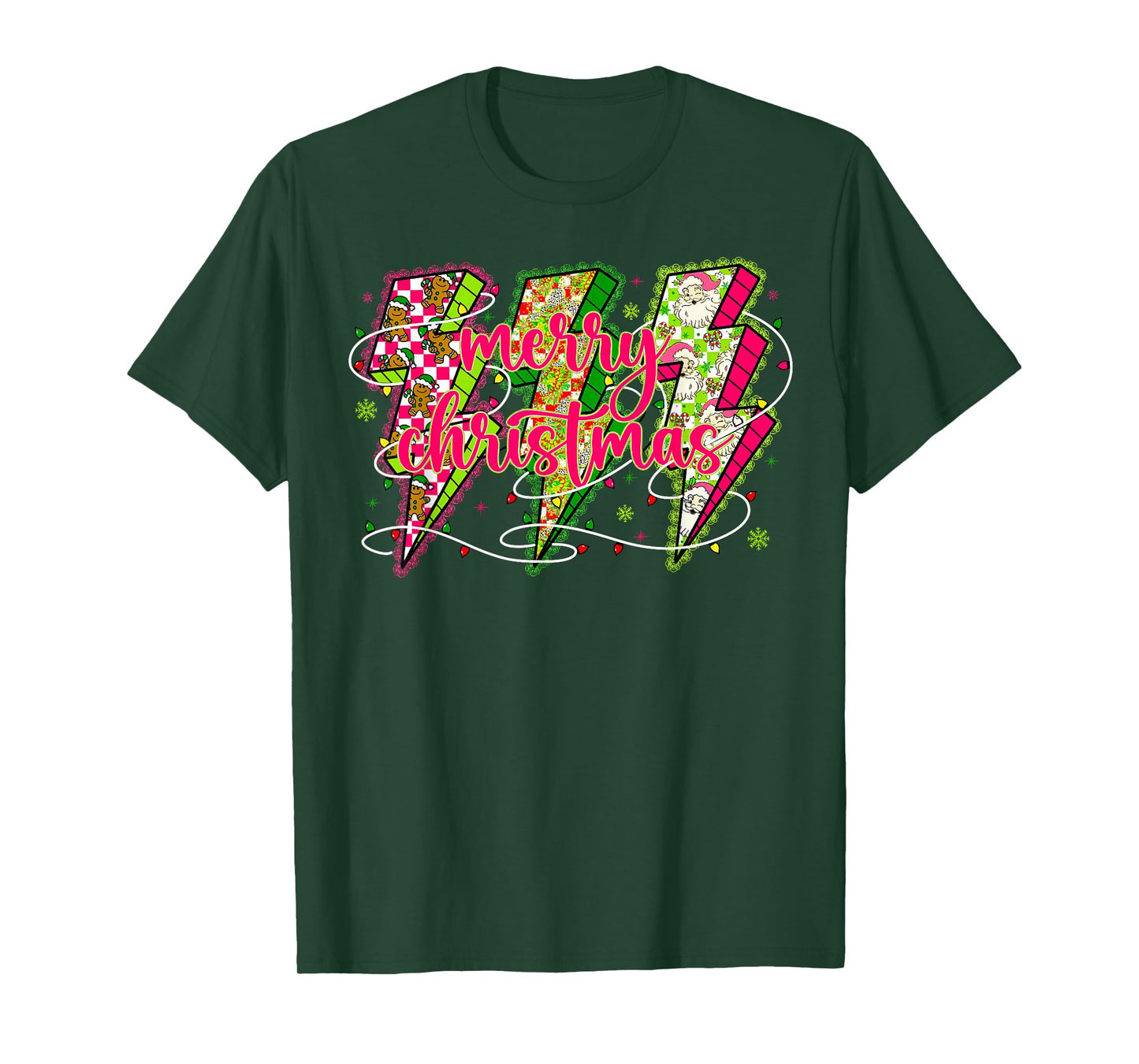Lightning Merry Christmas Xmas Lights Family Pajamas Holiday T-Shirt