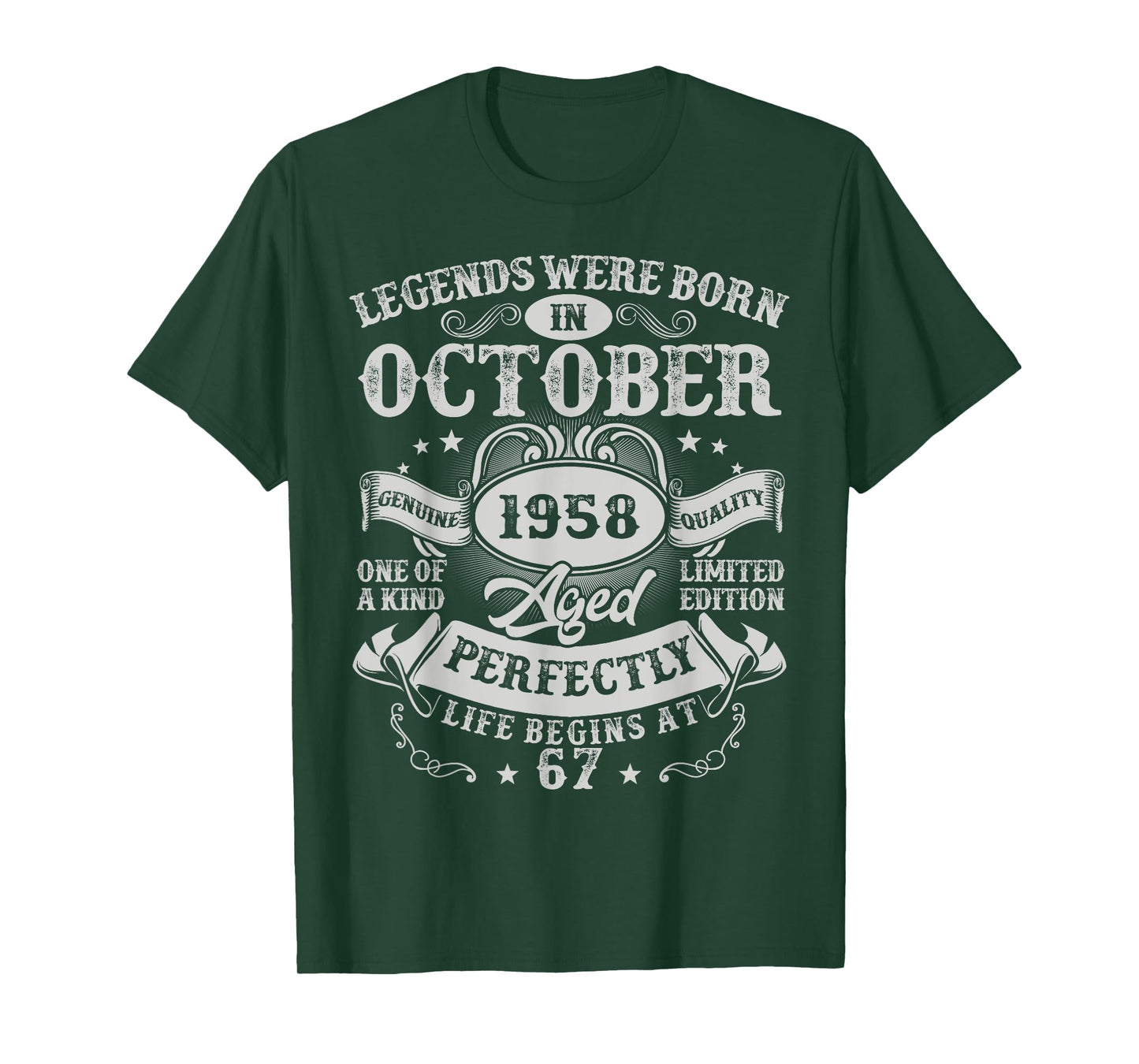 Legends Were Born in October 1958 Vintage 67th Birthday Men T-Shirt