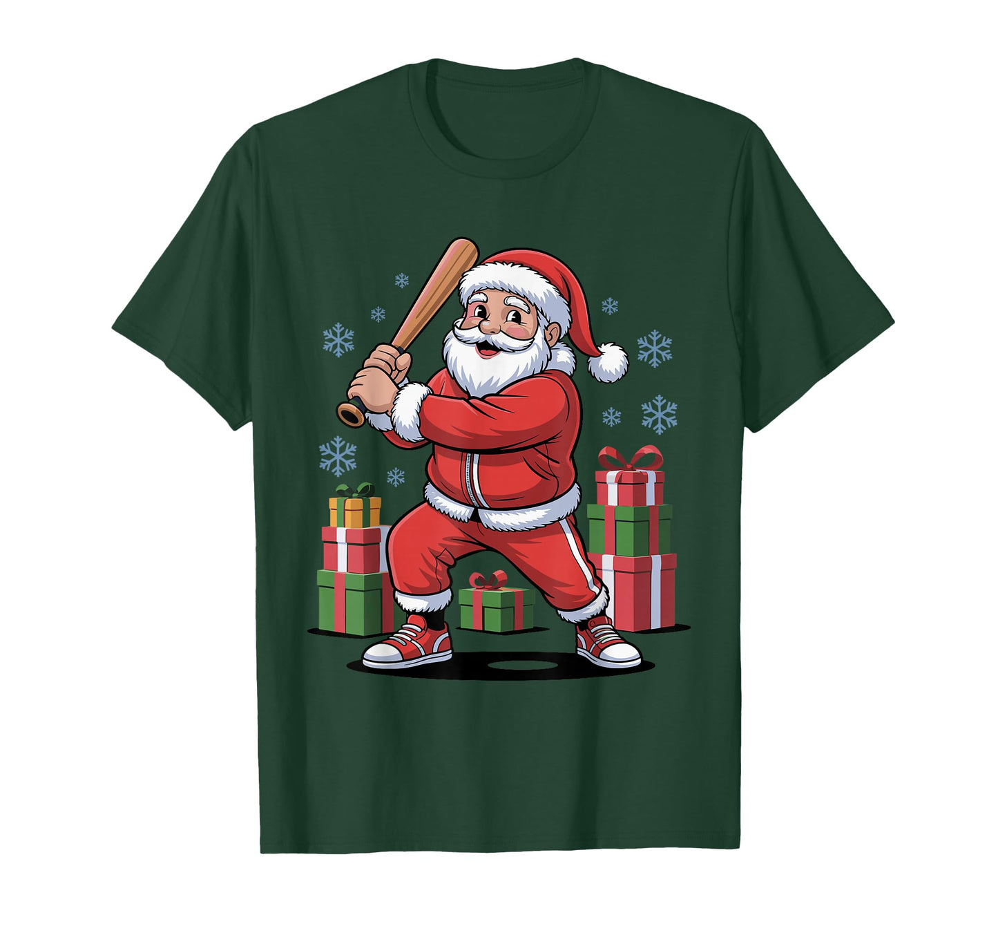 Funny Santa Playing Baseball Holiday Christmas Xmas Pajama T-Shirt